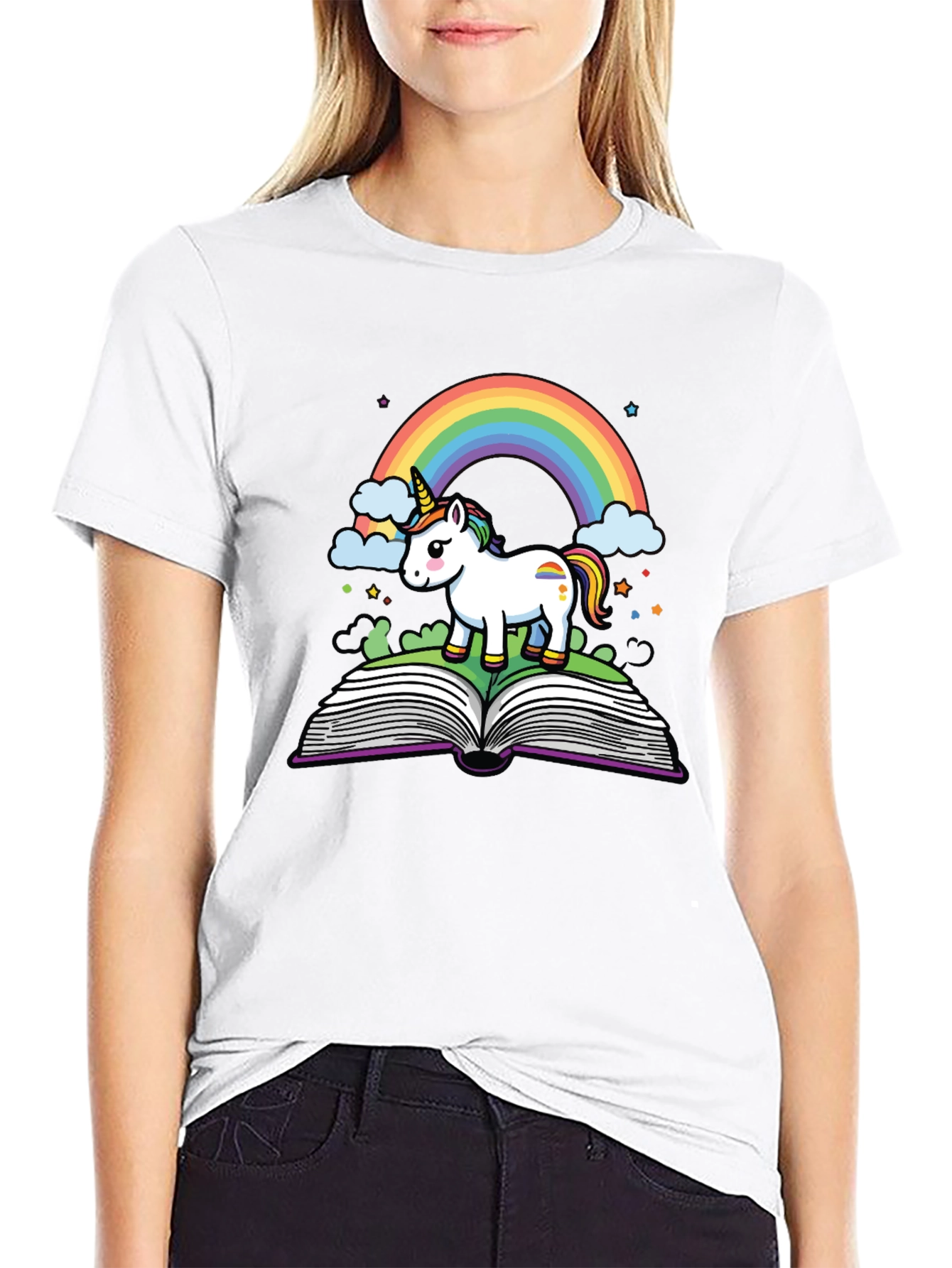 Unicorn Rainbow Book T-Shirt