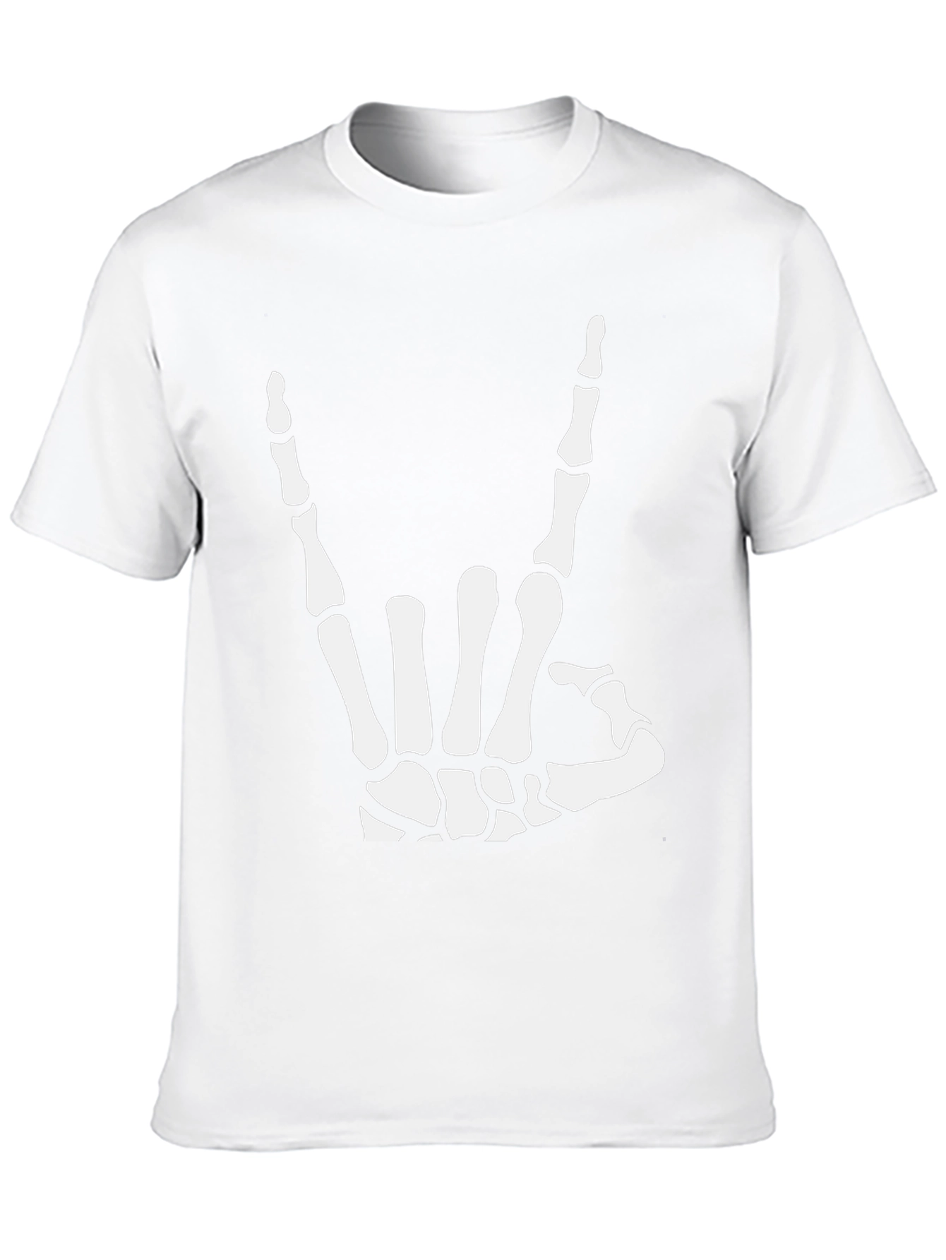 Rock On Skeleton Hand Black Graphic T-Shirt
