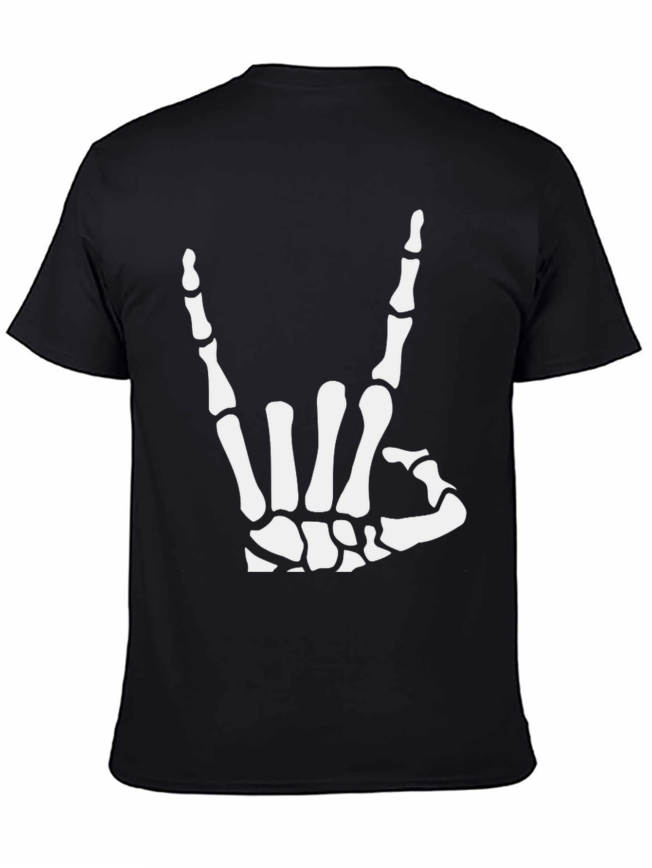 Rock On Skeleton Hand Black Graphic T-Shirt