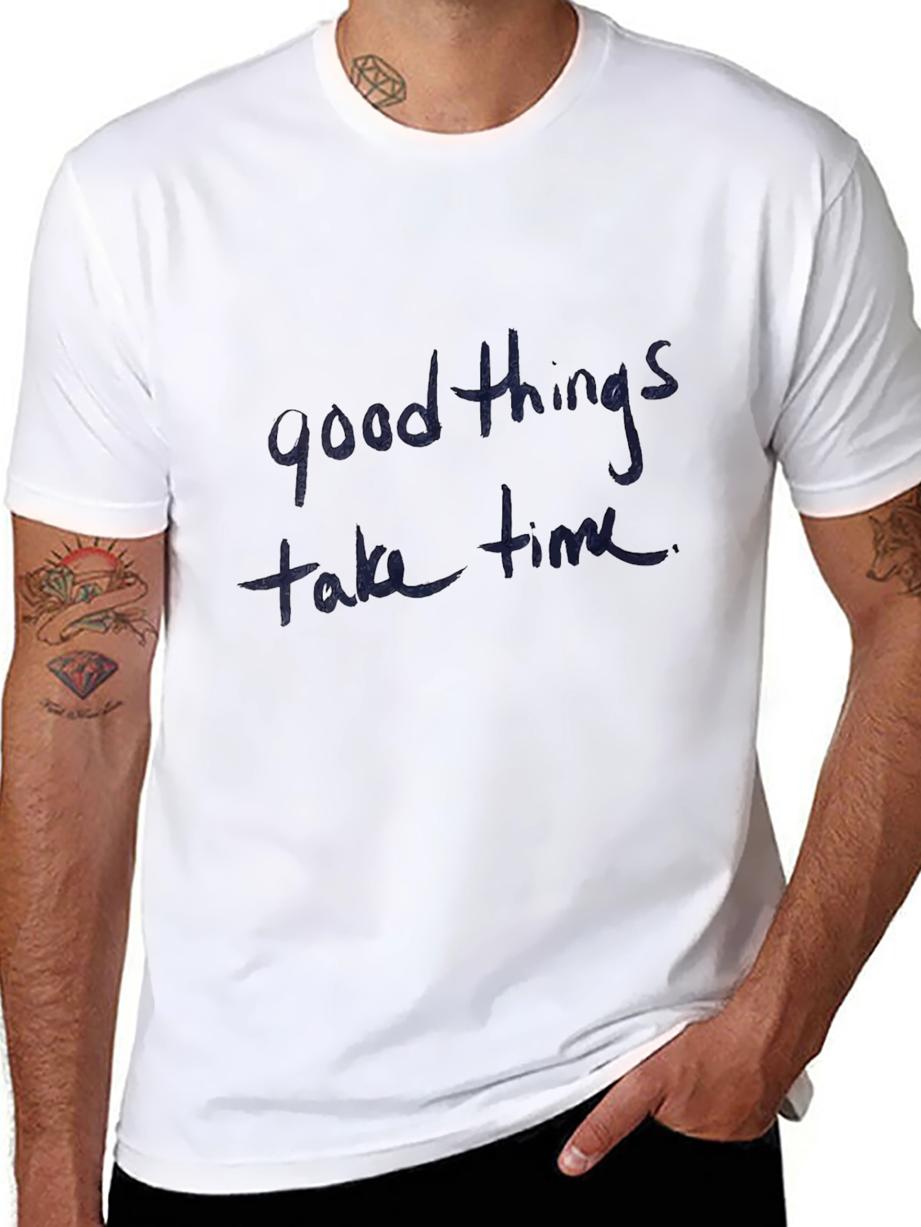 Good Things Take Time Black Cotton T-Shirt