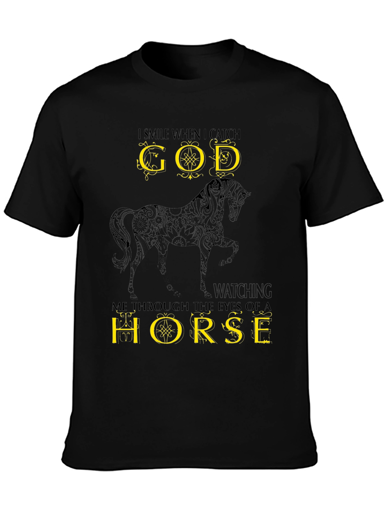God Through a Horse T-Shirt - Black