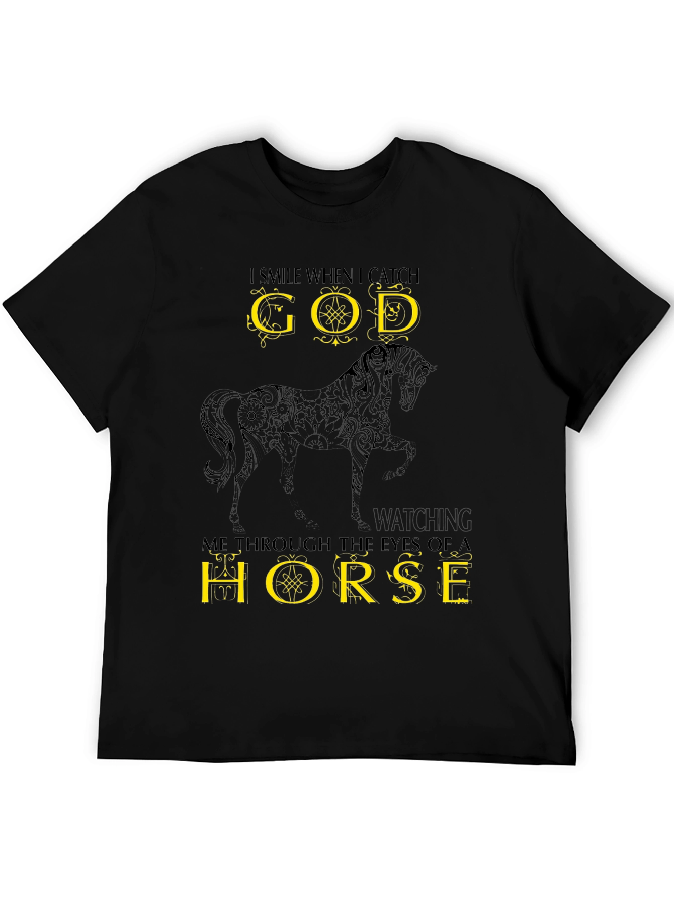 God Through a Horse T-Shirt - Black