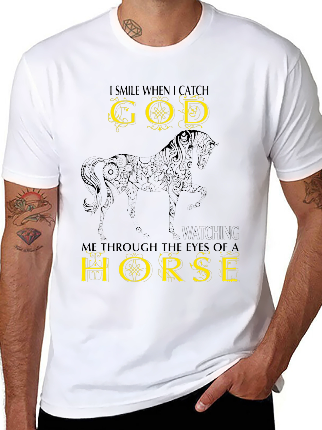 God Through a Horse T-Shirt - Black