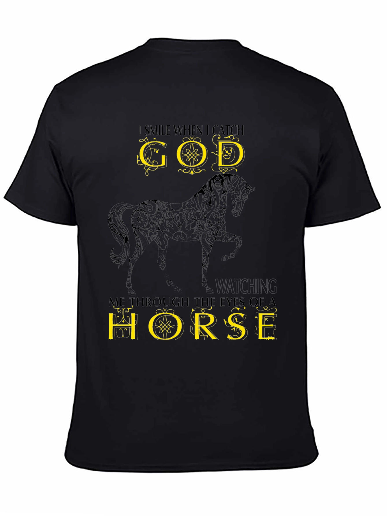 God Through a Horse T-Shirt - Black