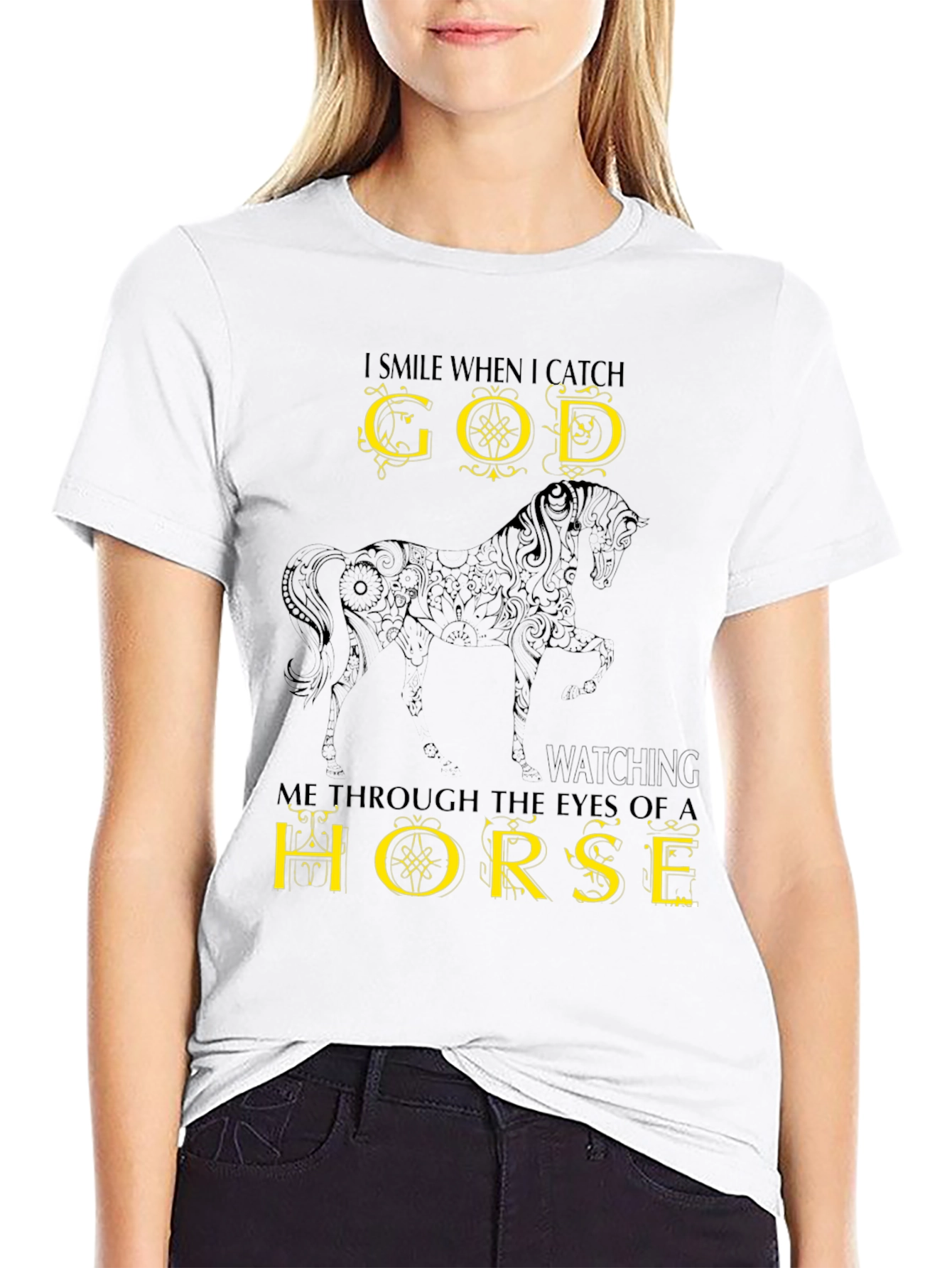 God Through a Horse T-Shirt - Black