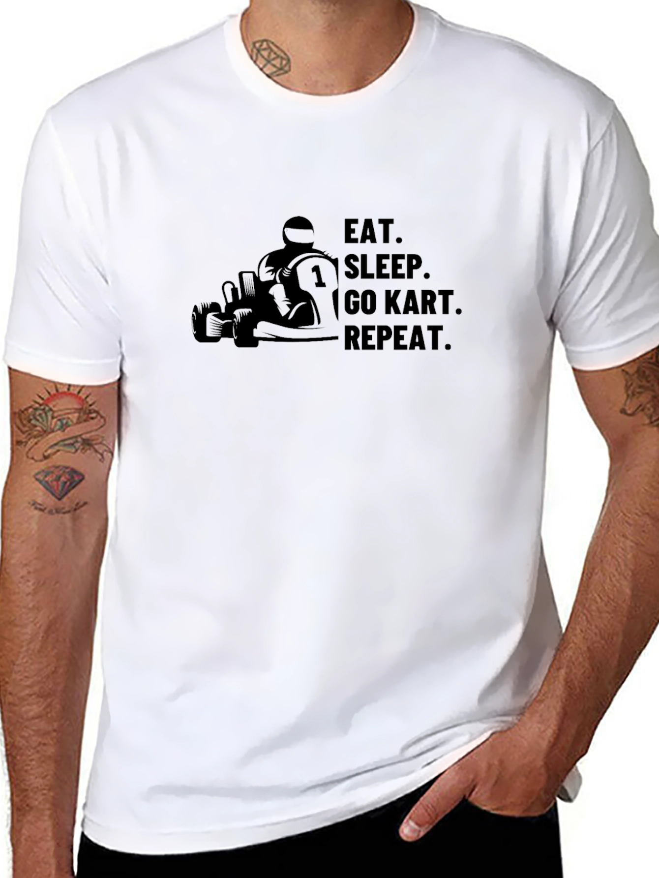 Eat Sleep Go Kart Repeat Black T-Shirt
