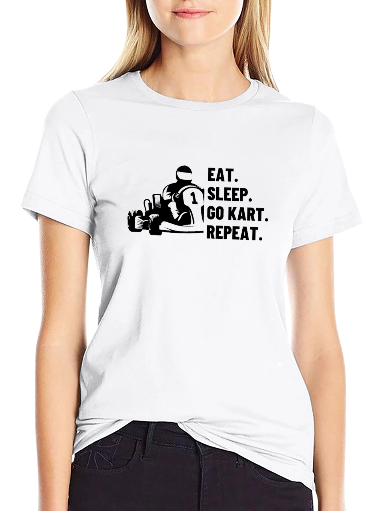 Eat Sleep Go Kart Repeat Black T-Shirt