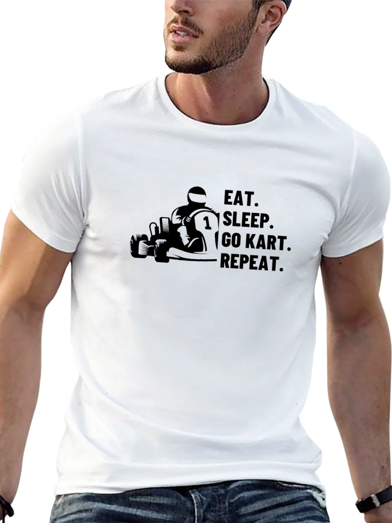 Eat Sleep Go Kart Repeat Black T-Shirt