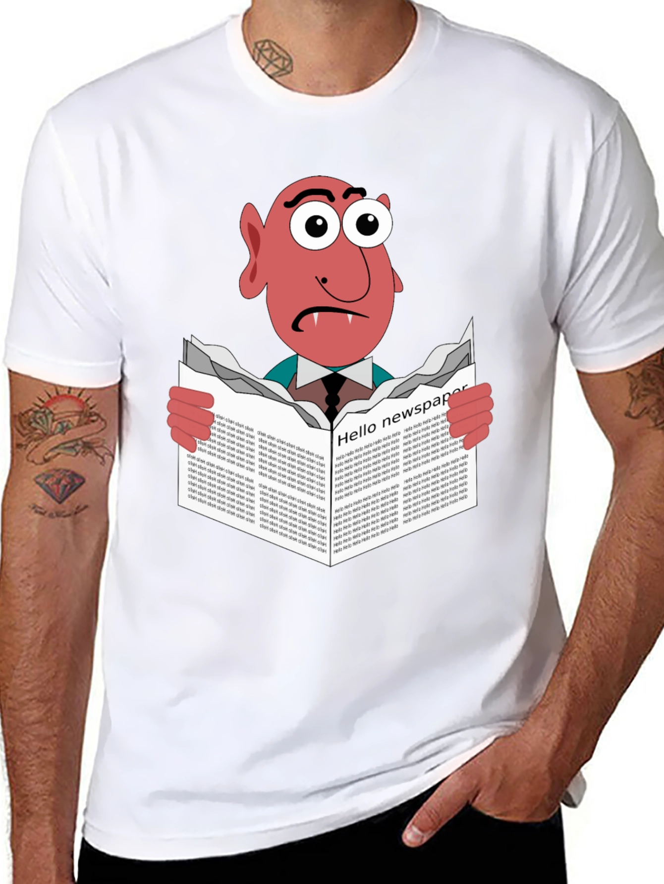 Vampire Reading Newspaper Graphic T-Shirt