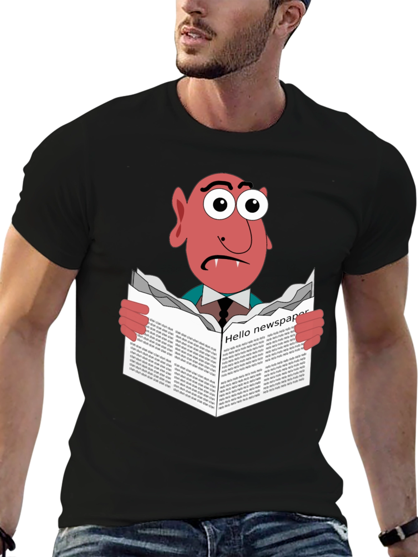 Vampire Reading Newspaper Graphic T-Shirt