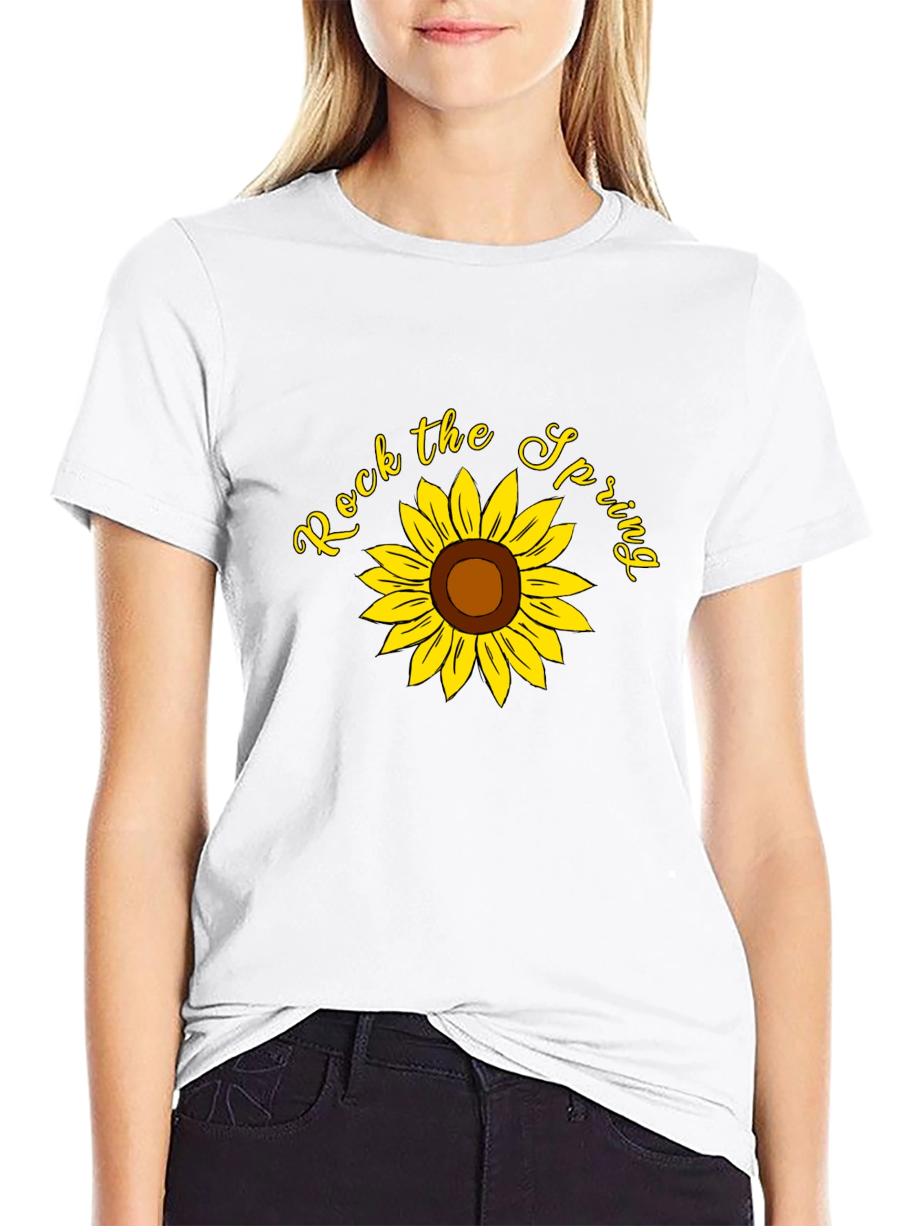 Rock the Spring Sunflower Graphic Tee - Black