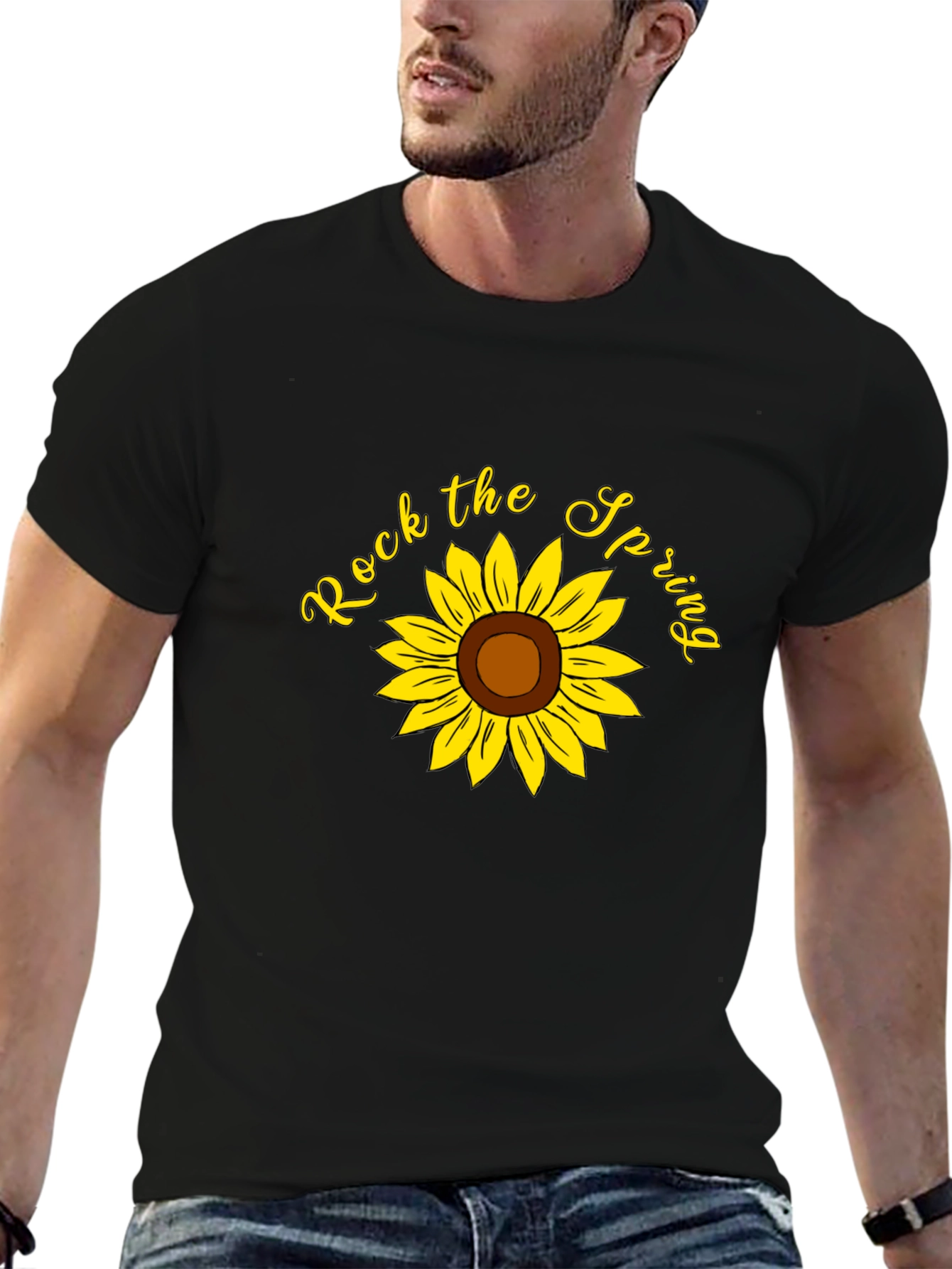 Rock the Spring Sunflower Graphic Tee - Black