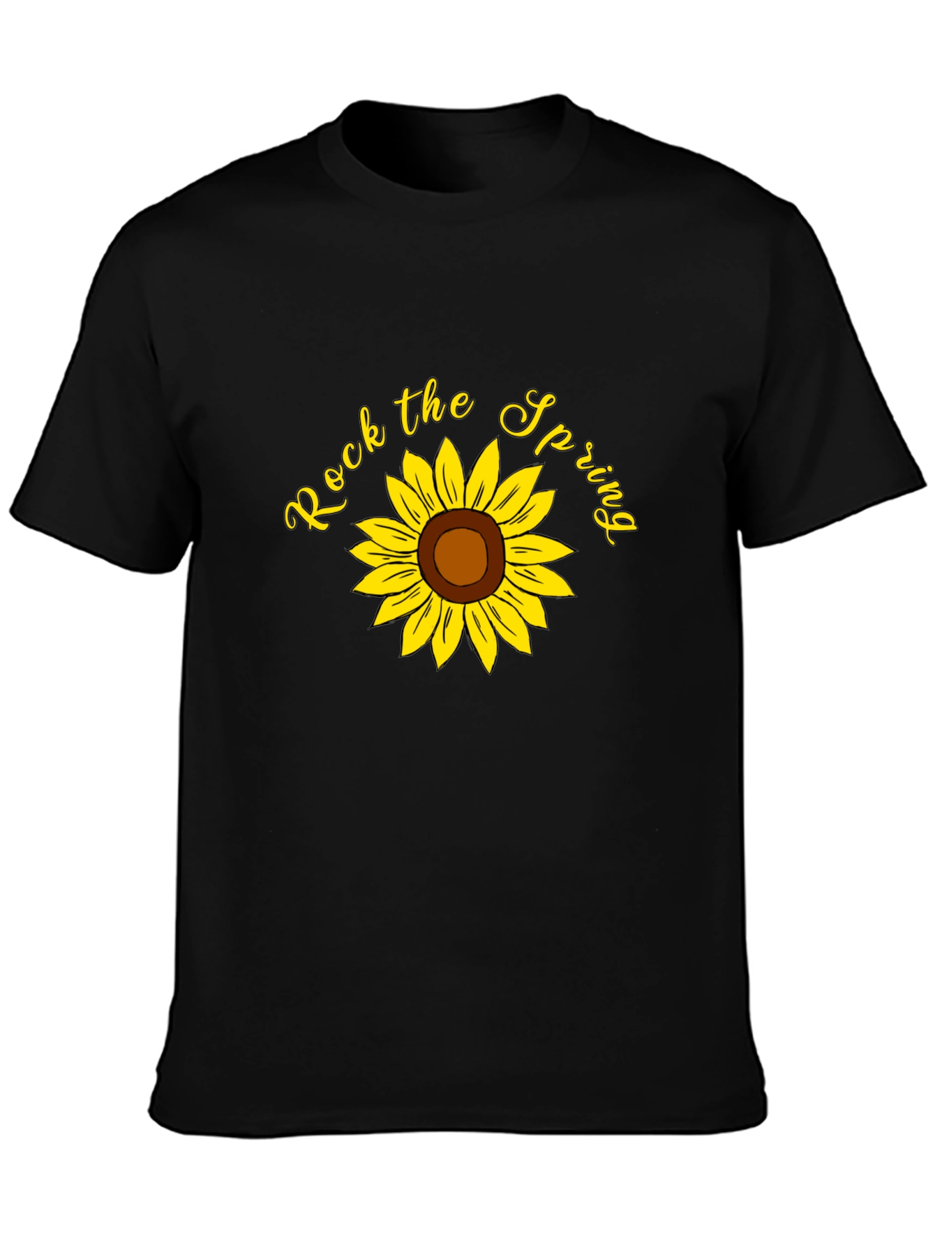Rock the Spring Sunflower Graphic Tee - Black