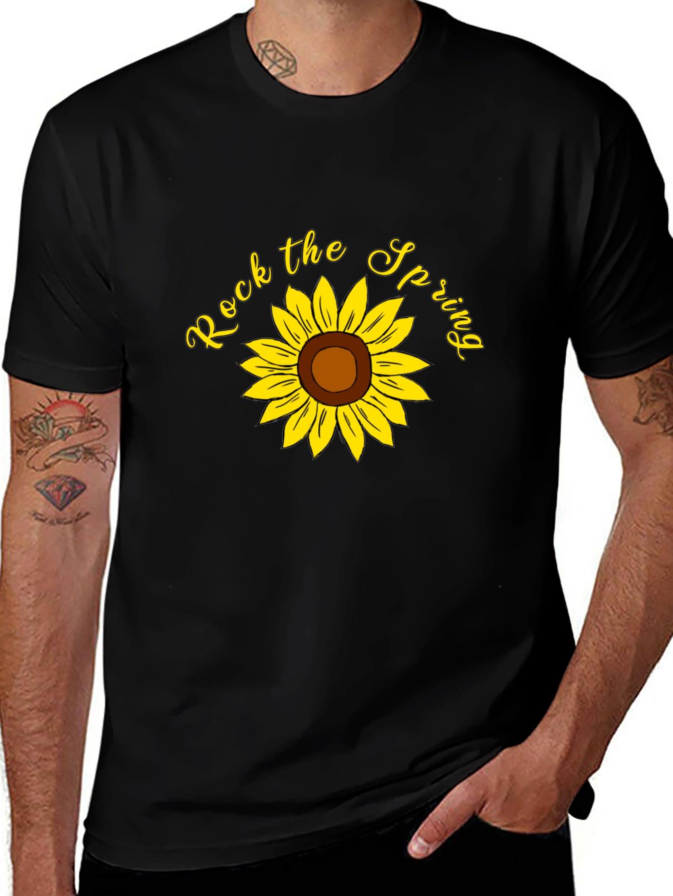 Rock the Spring Sunflower Graphic Tee - Black