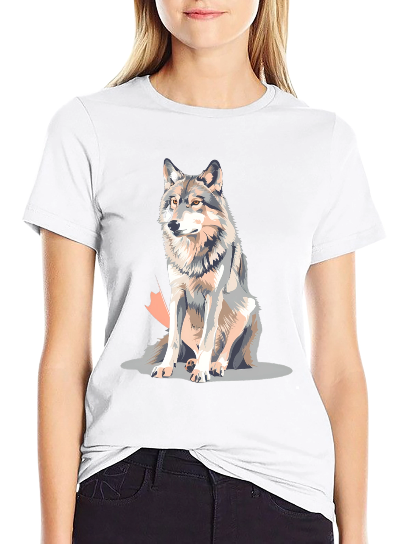 Wolf Graphic Print Crew Neck T-Shirt