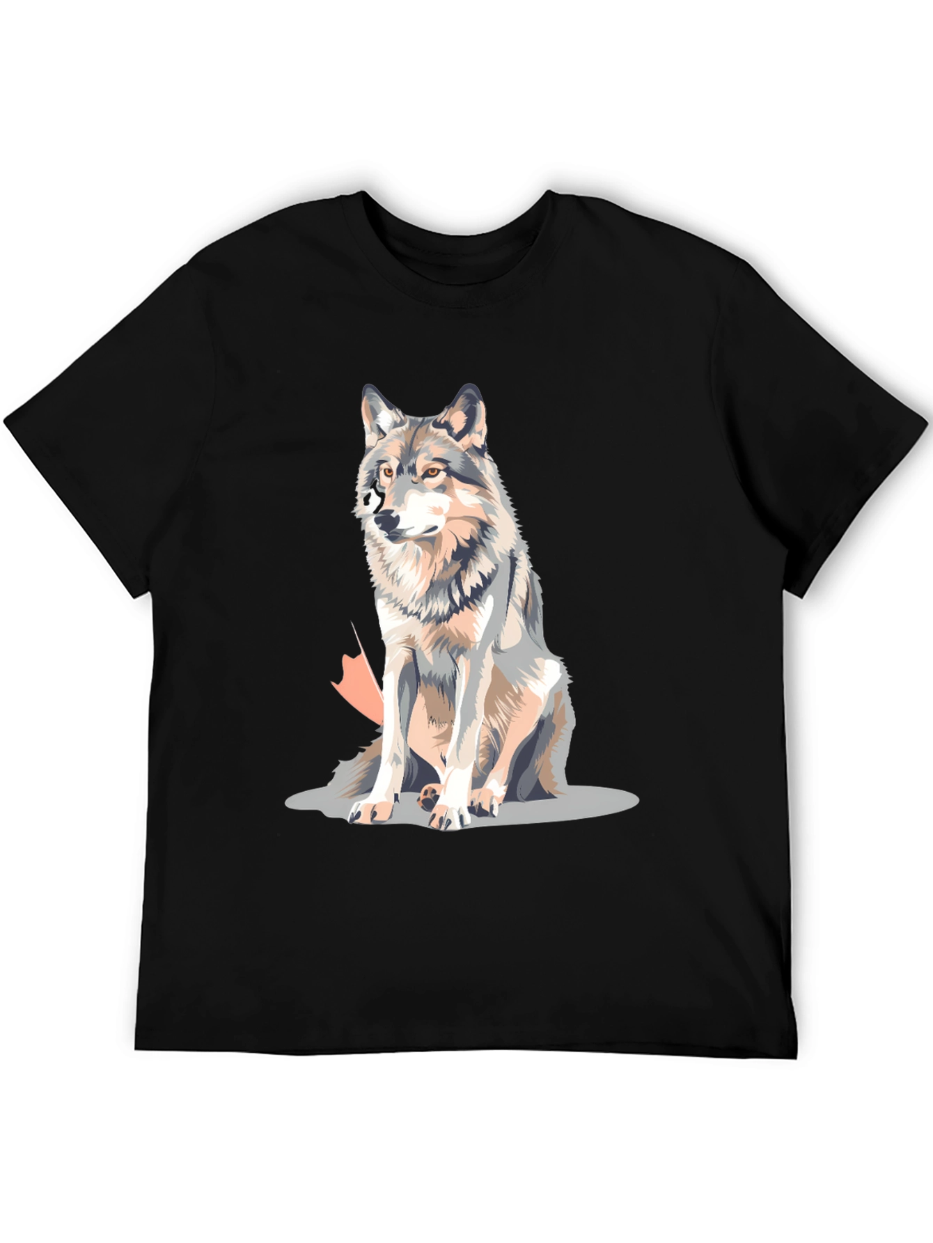Wolf Graphic Print Crew Neck T-Shirt