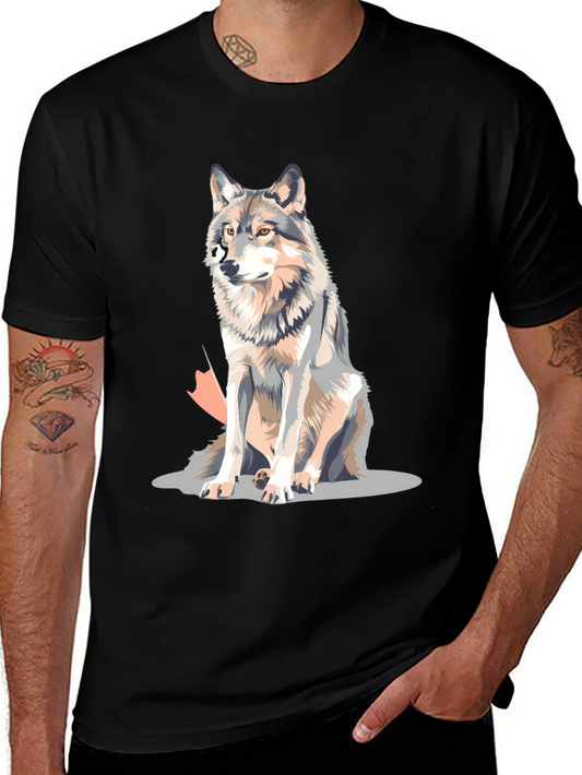 Wolf Graphic Print Crew Neck T-Shirt