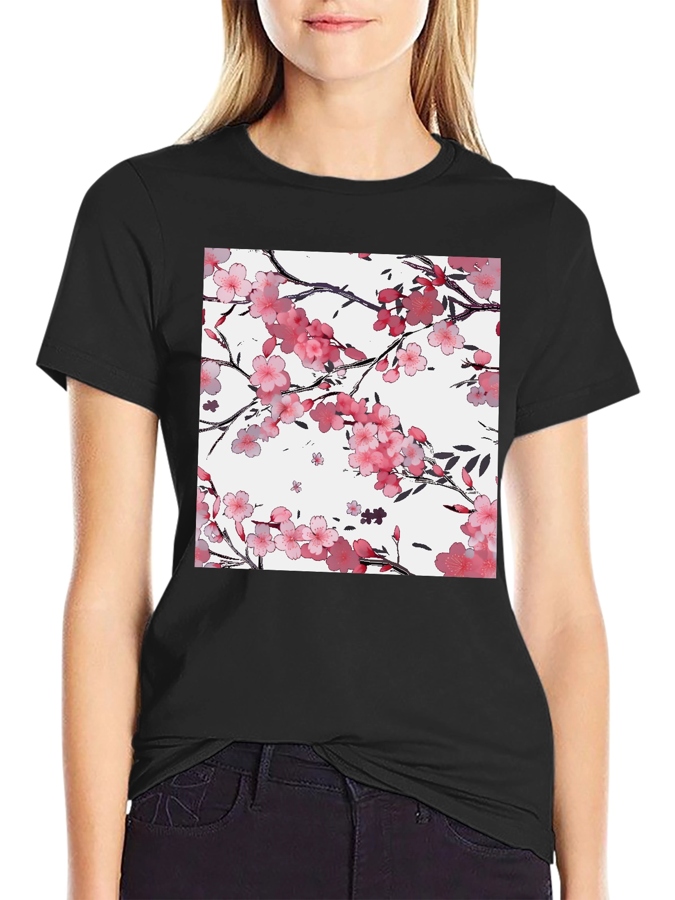 Cherry Blossom Graphic Print T-Shirt