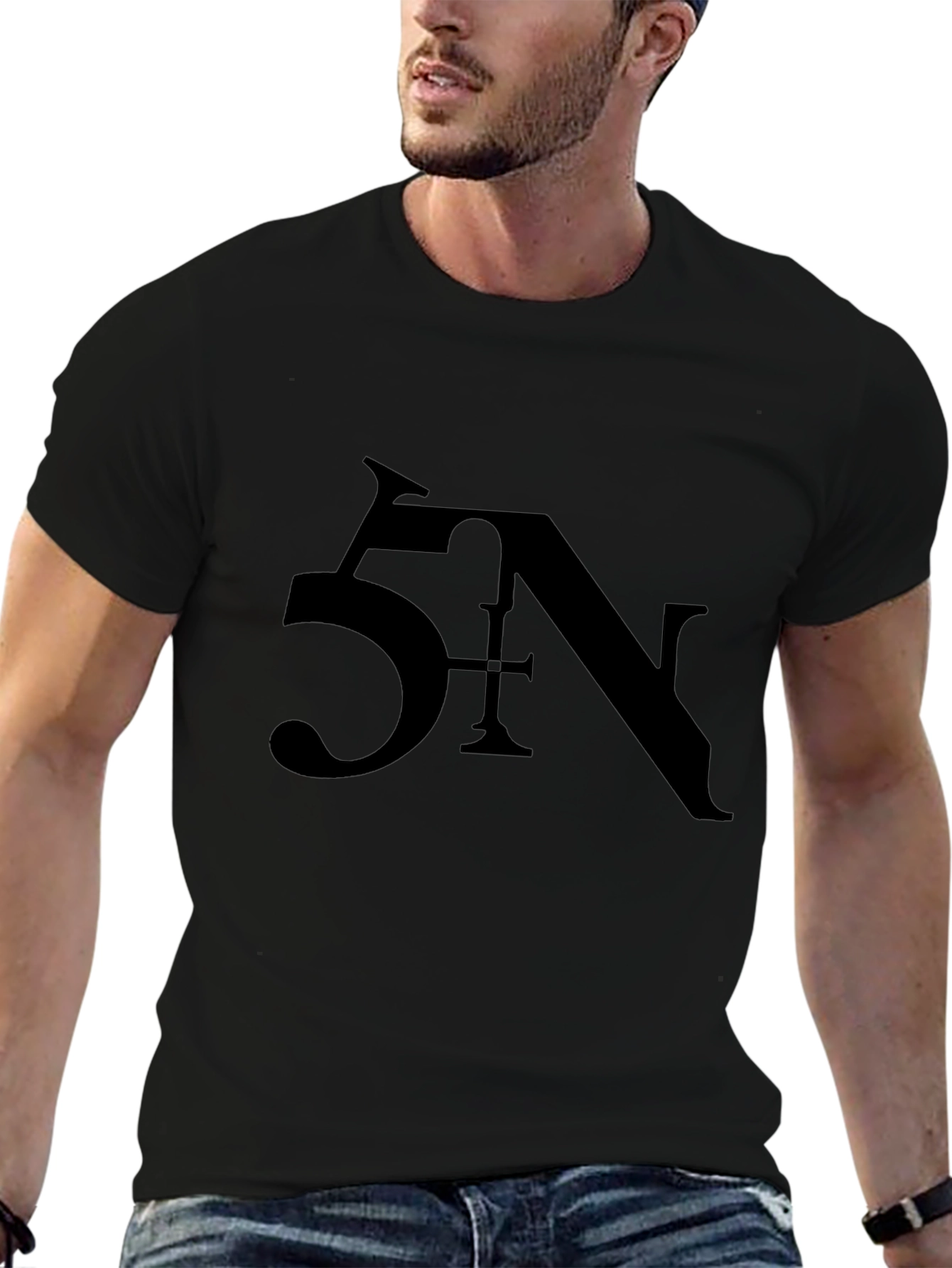 Black 5N Graphic Print T-Shirt Casual Wear