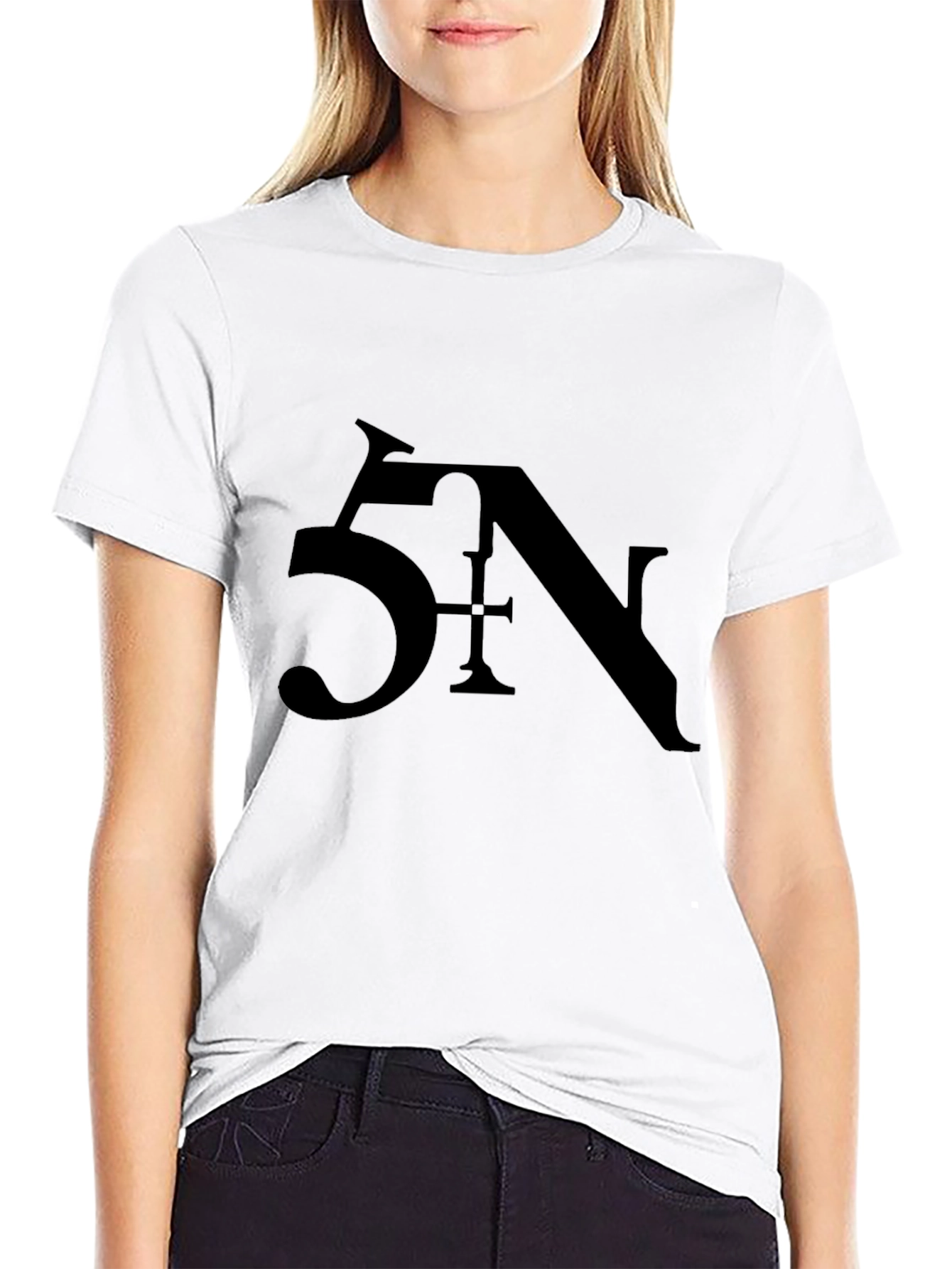 Black 5N Graphic Print T-Shirt Casual Wear
