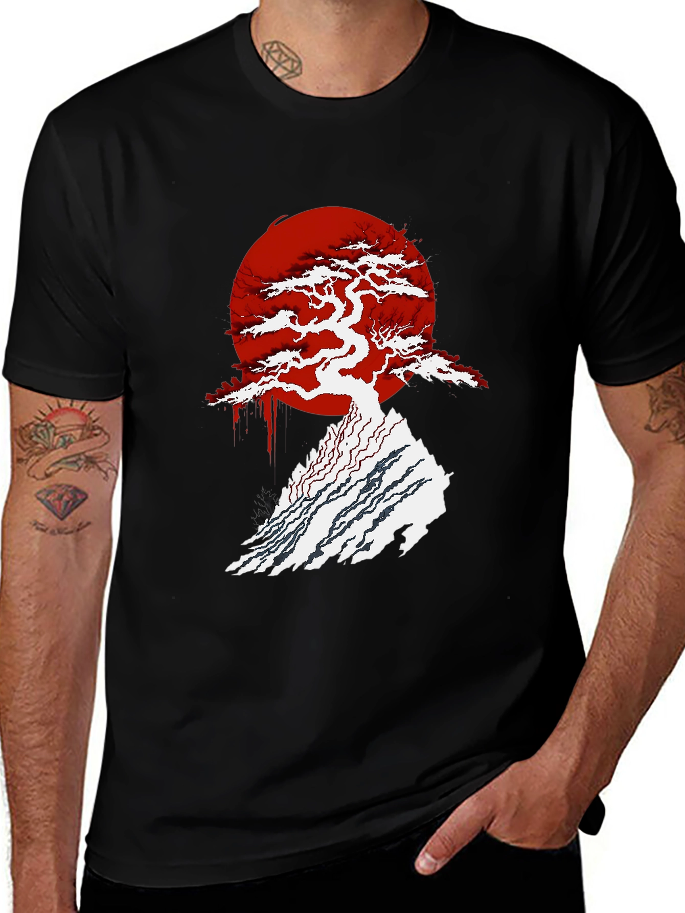 Bonsai Tree Graphic T-Shirt - Black