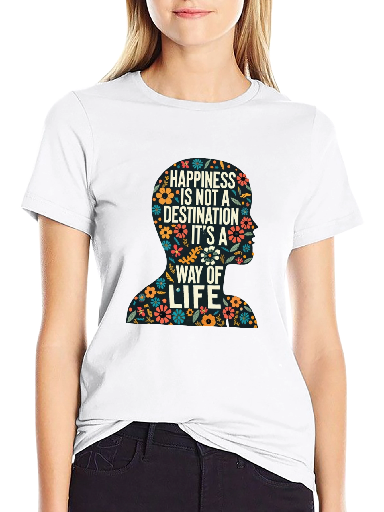 Floral Silhouette Happiness T-Shirt