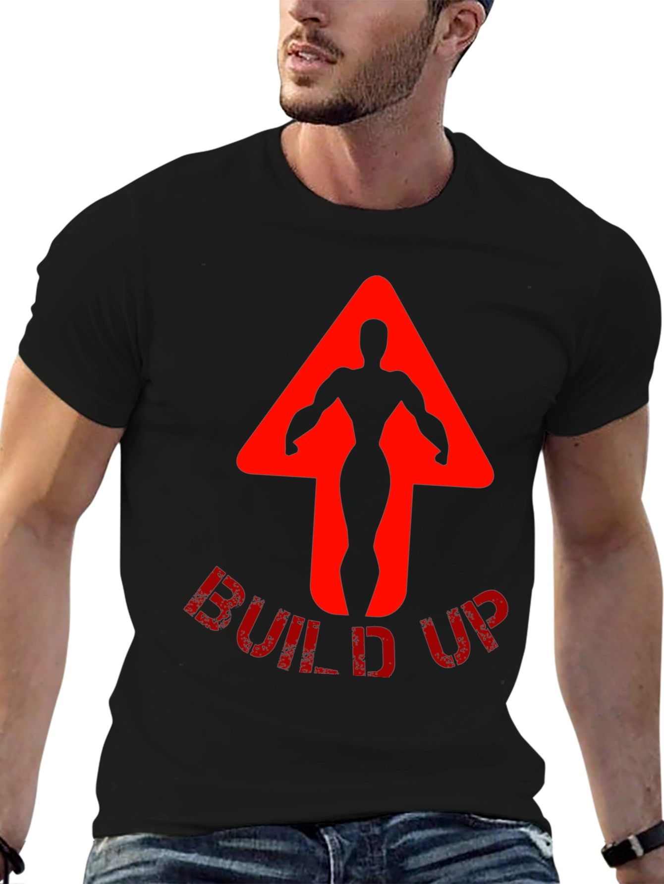 Build Up Graphic Tee - Black Cotton T-Shirt