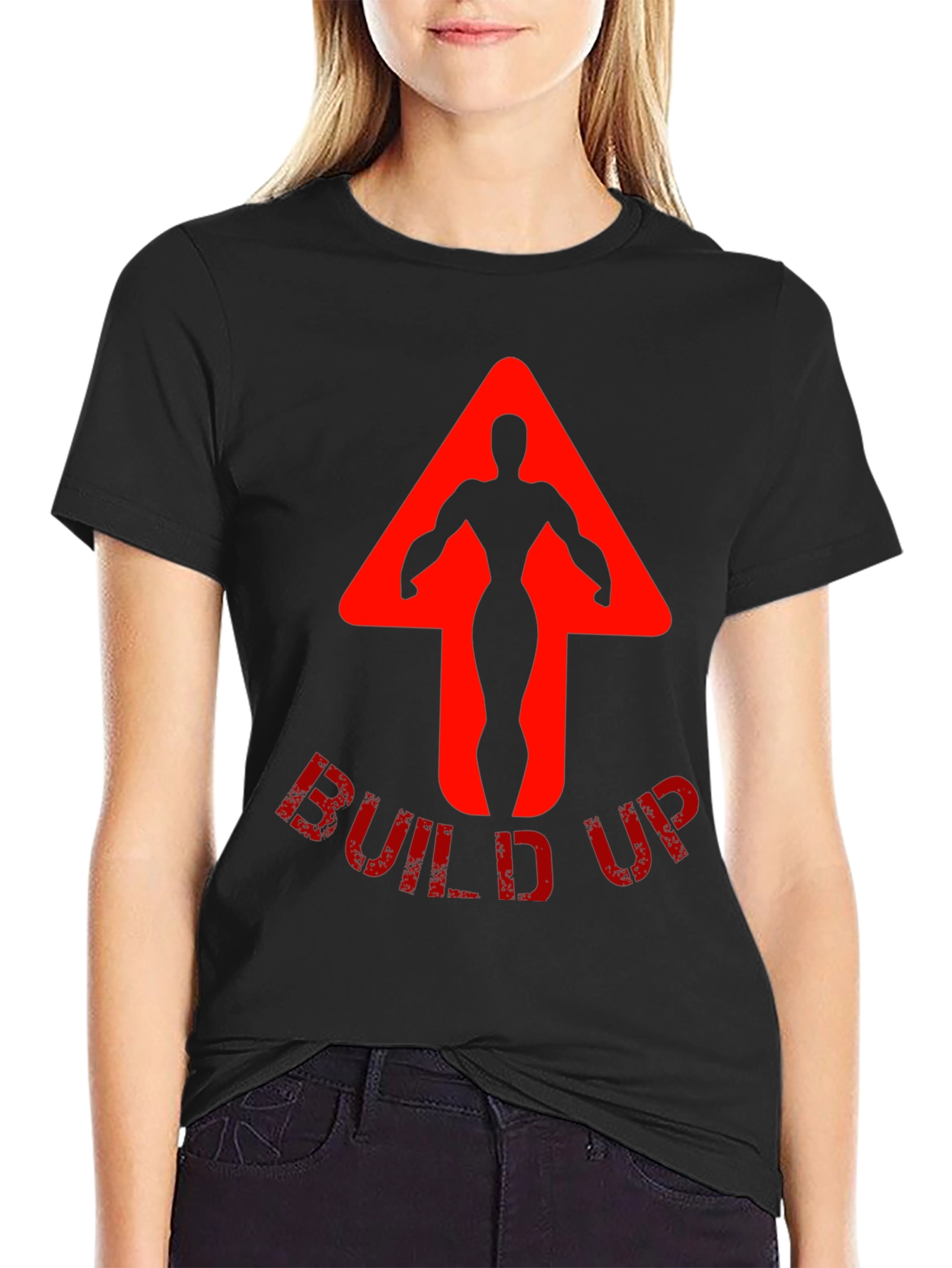 Build Up Graphic Tee - Black Cotton T-Shirt
