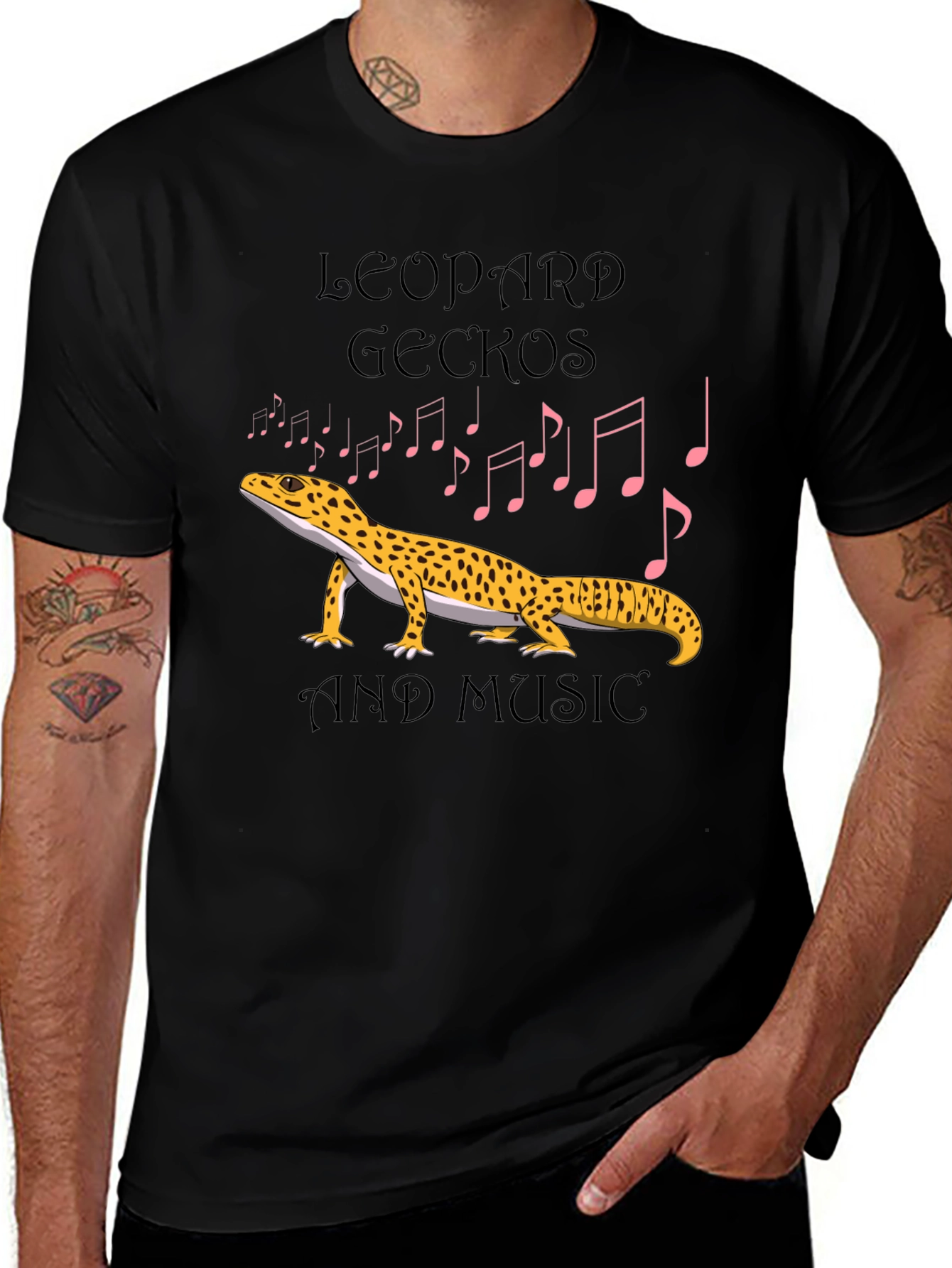 Leopard Gecko and Music Graphic T-Shirt