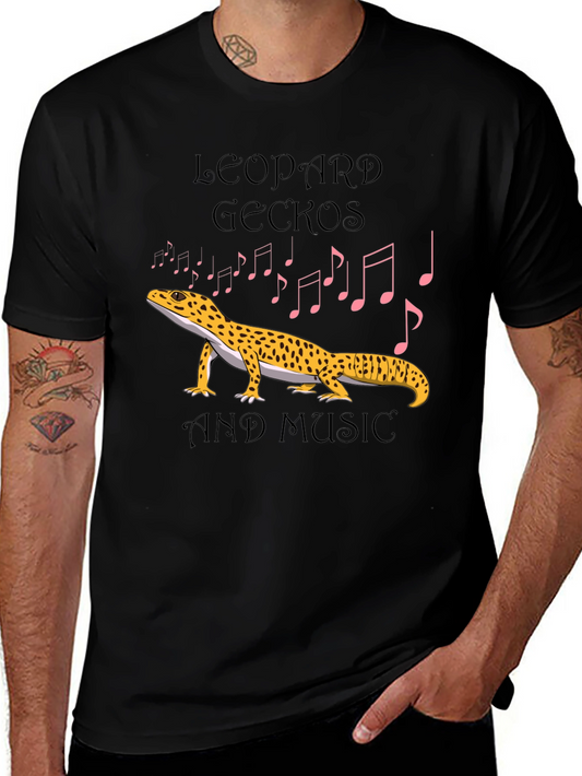 Leopard Gecko and Music Graphic T-Shirt