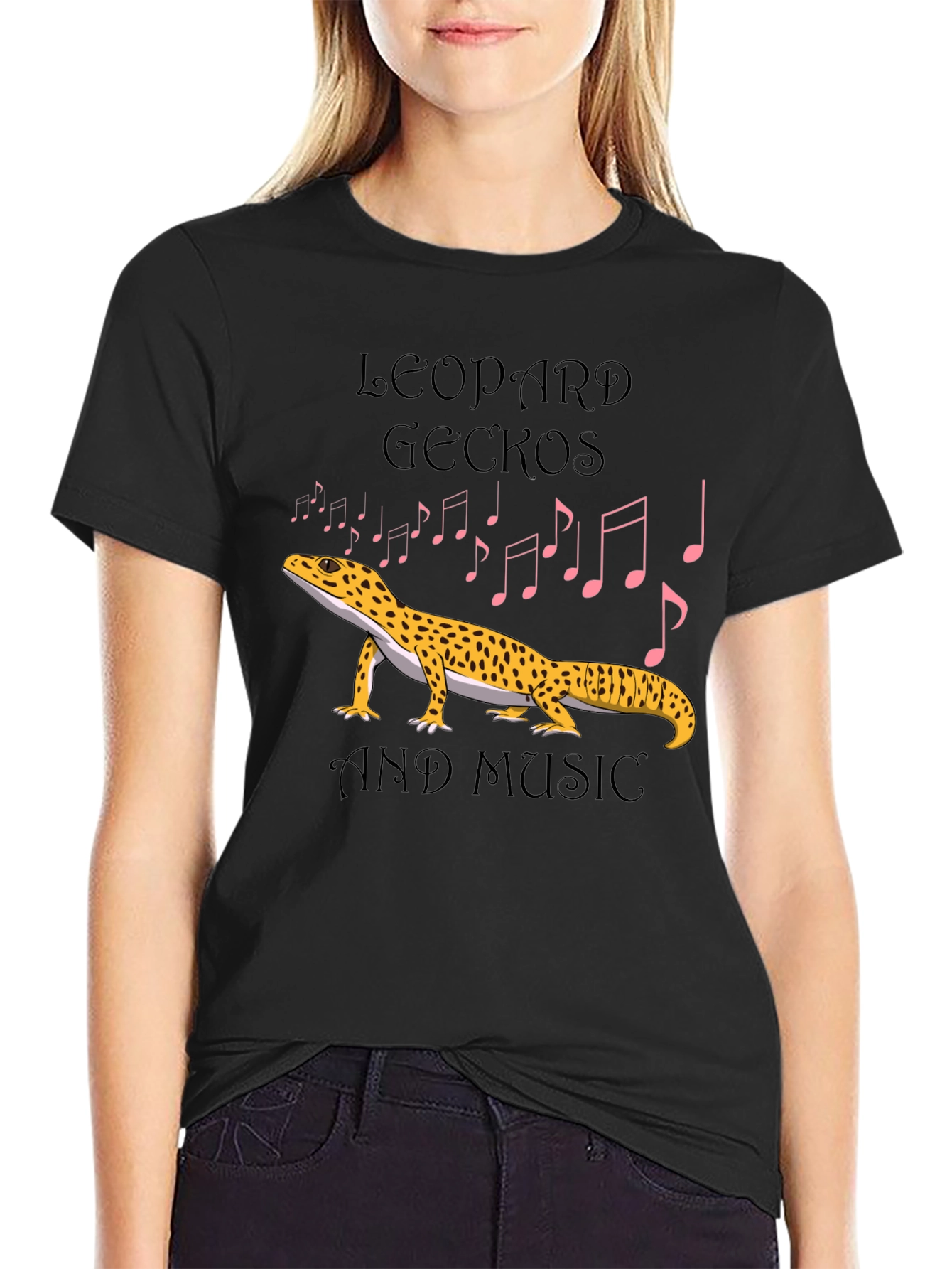 Leopard Gecko and Music Graphic T-Shirt
