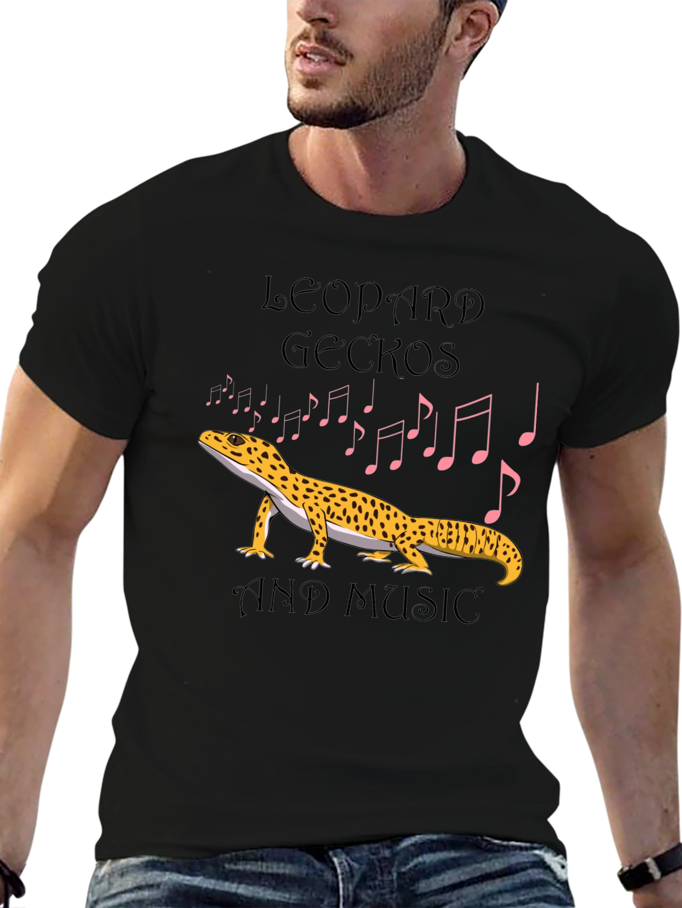 Leopard Gecko and Music Graphic T-Shirt