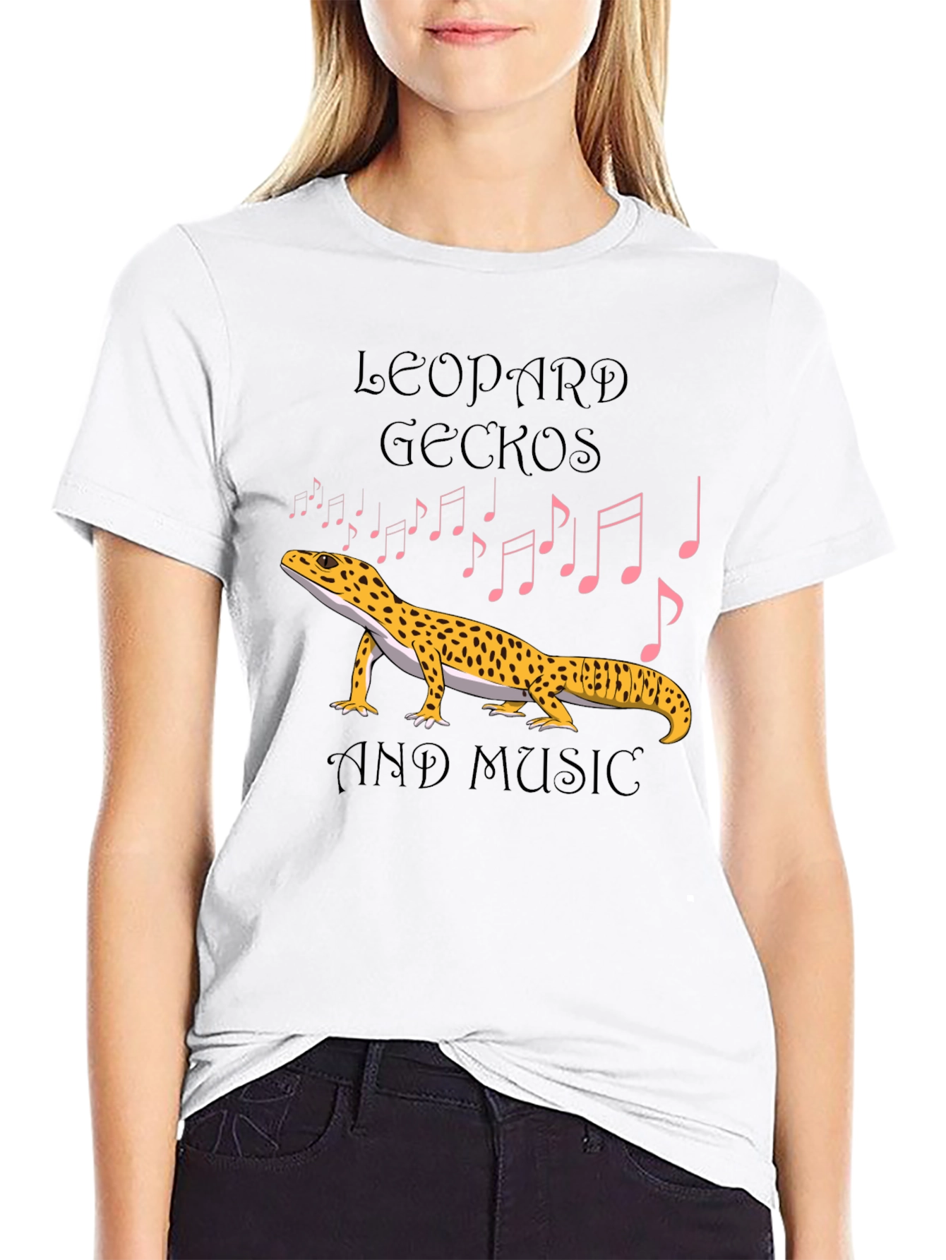 Leopard Gecko and Music Graphic T-Shirt
