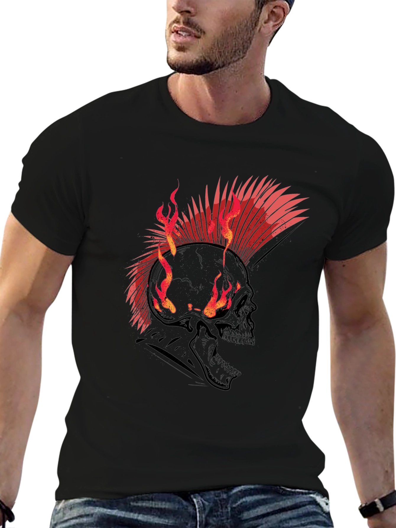 Flaming Skull Punk Rock T-Shirt