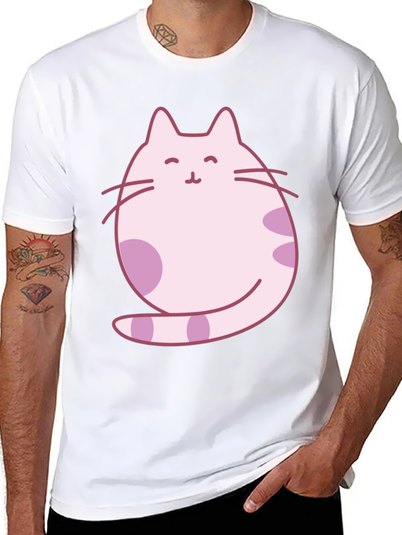Pink Cat Graphic Print Tee