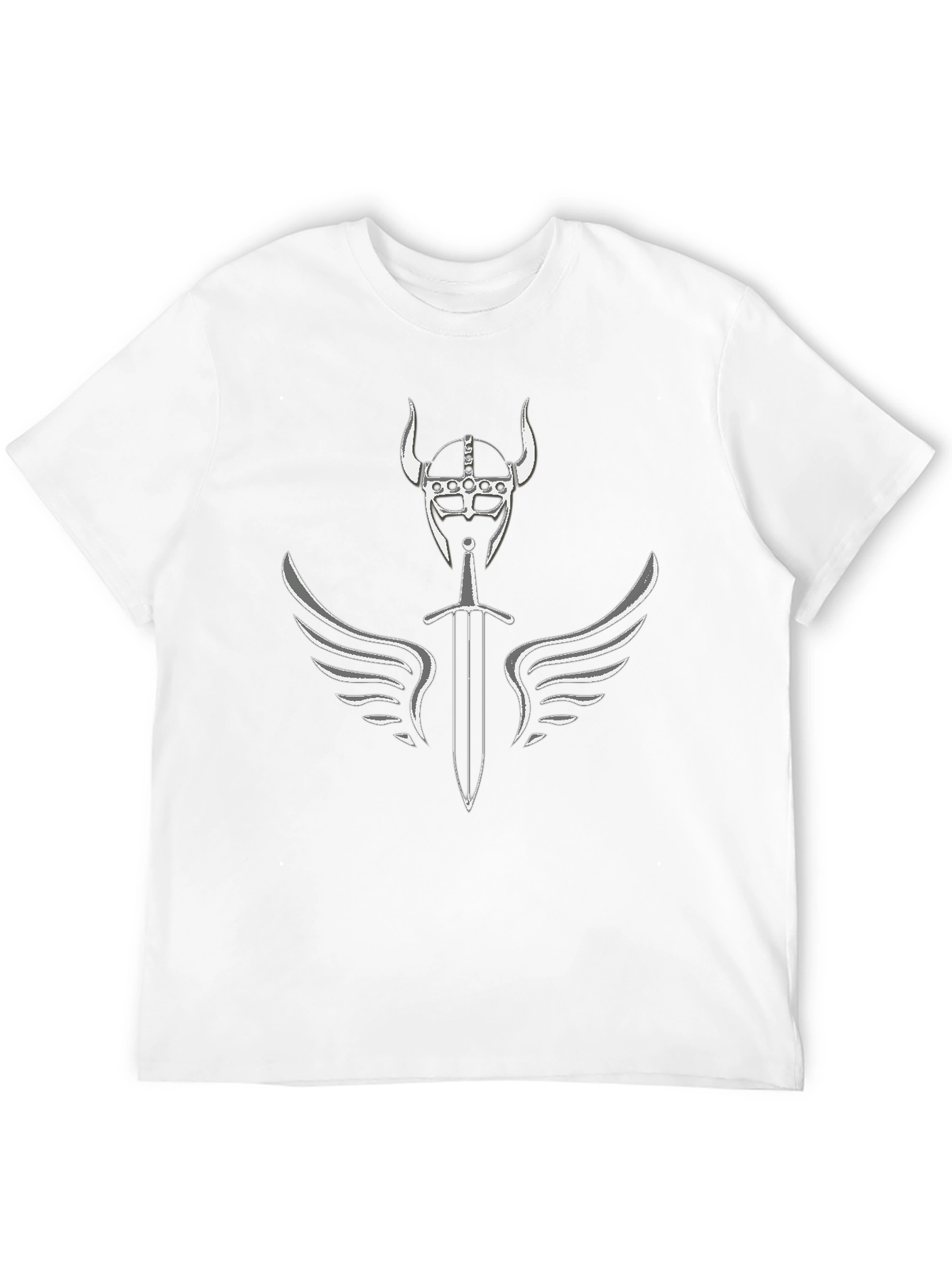 Viking Helmet Sword Wings Graphic T-Shirt