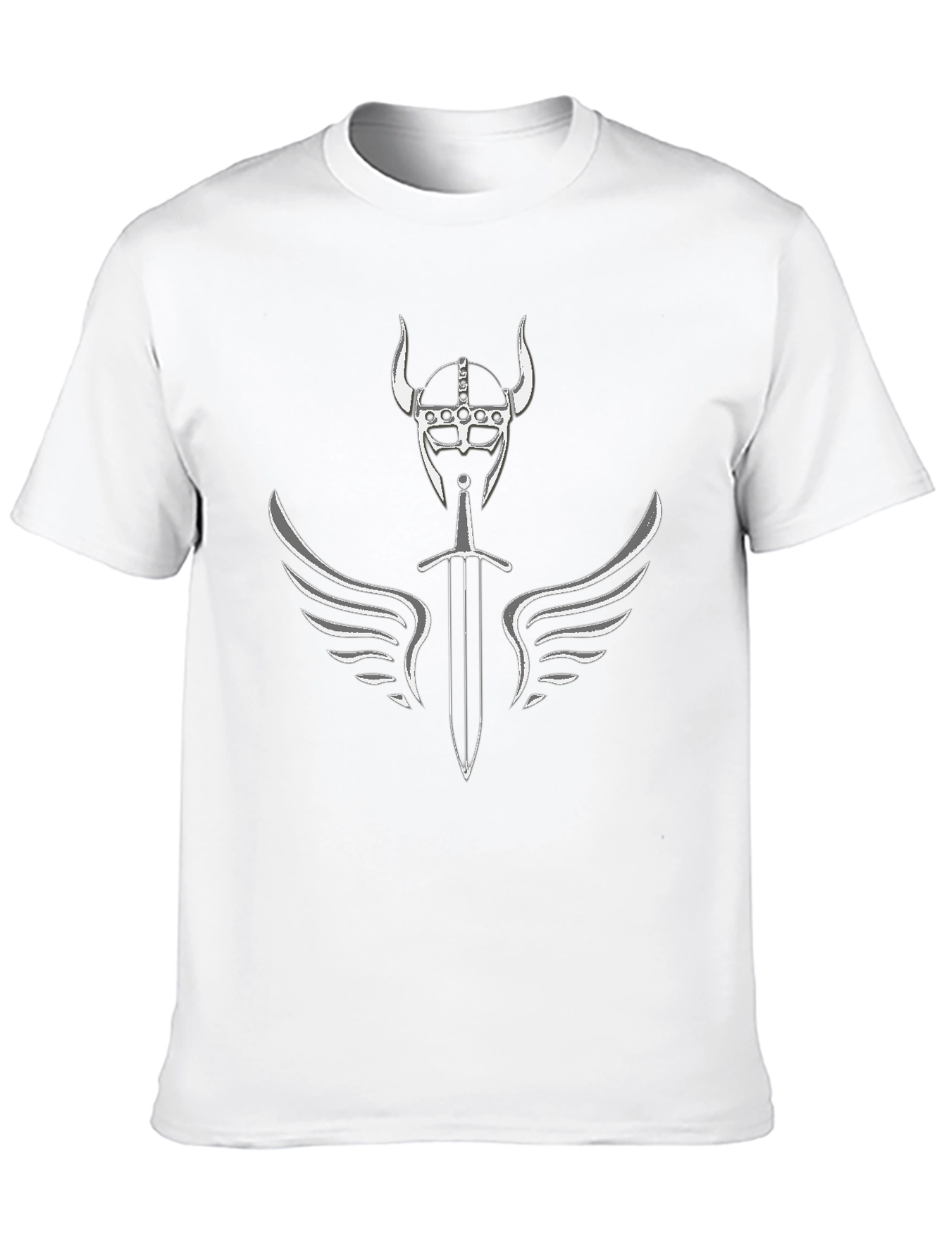 Viking Helmet Sword Wings Graphic T-Shirt