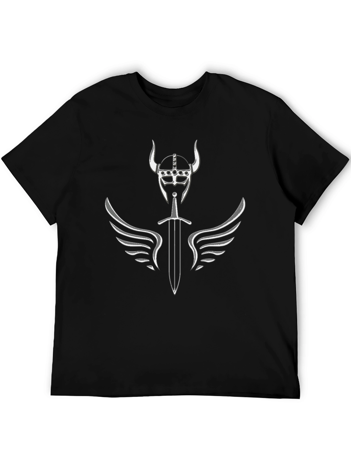 Viking Helmet Sword Wings Graphic T-Shirt