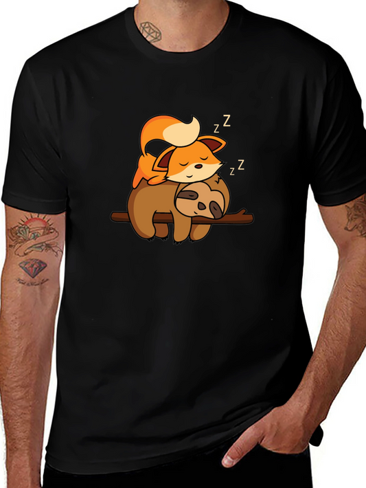 Cute Fox and Sloth Nap T-Shirt