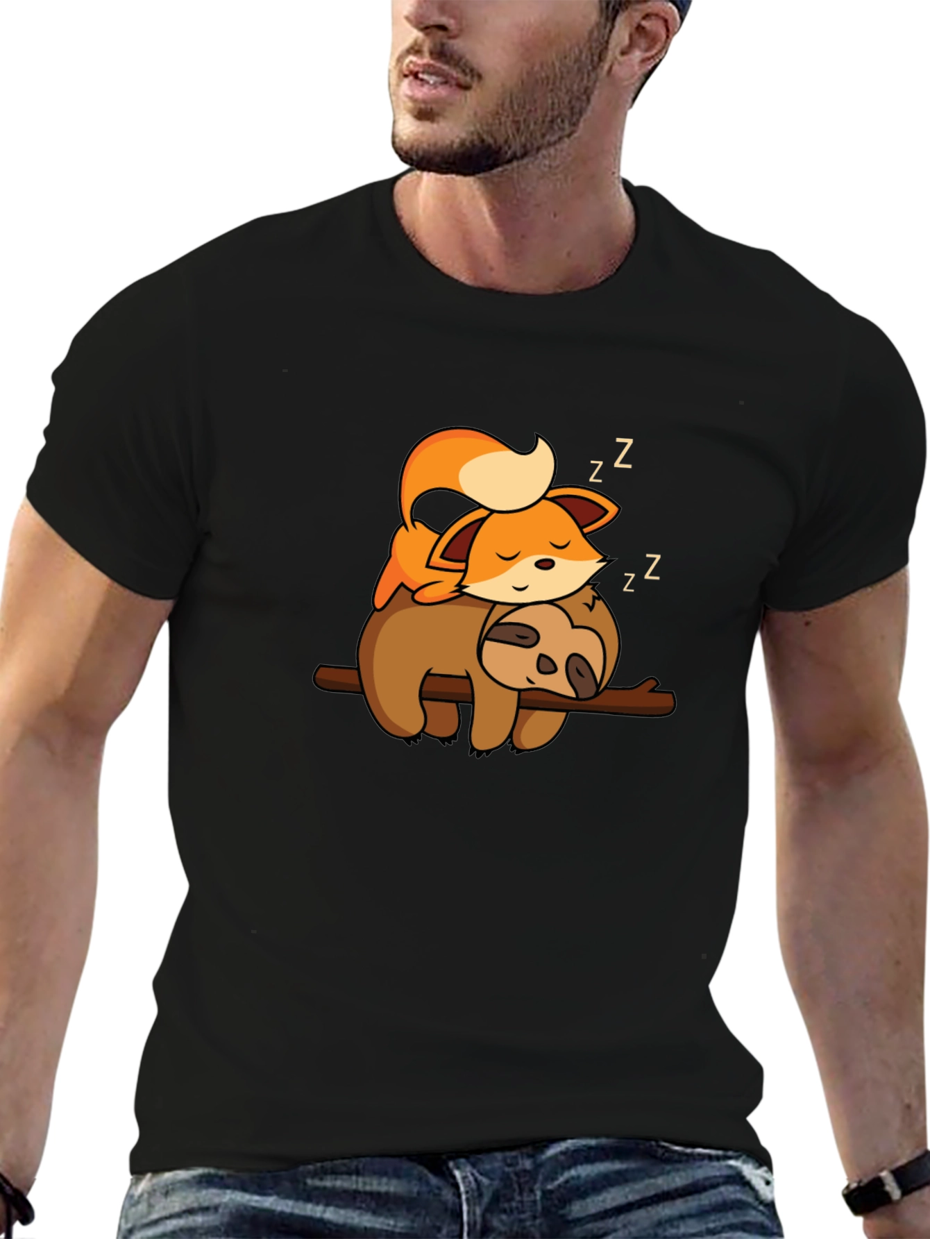 Cute Fox and Sloth Nap T-Shirt