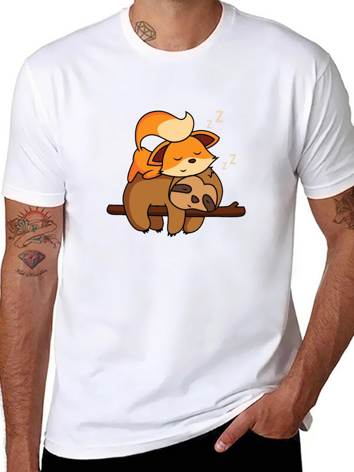 Cute Fox and Sloth Nap T-Shirt