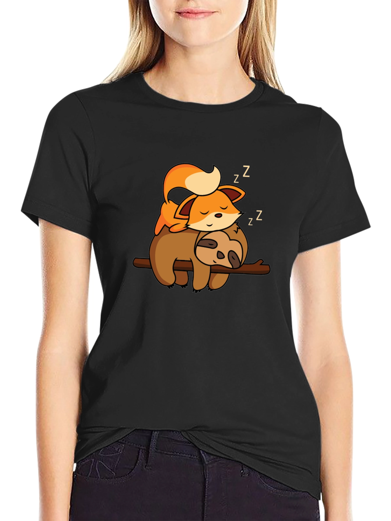 Cute Fox and Sloth Nap T-Shirt