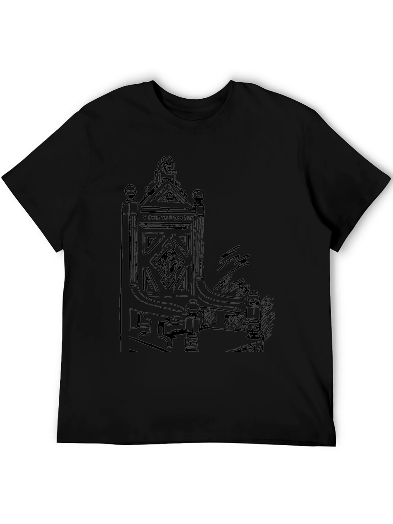 Unique Black T-Shirt with Medieval Throne Design