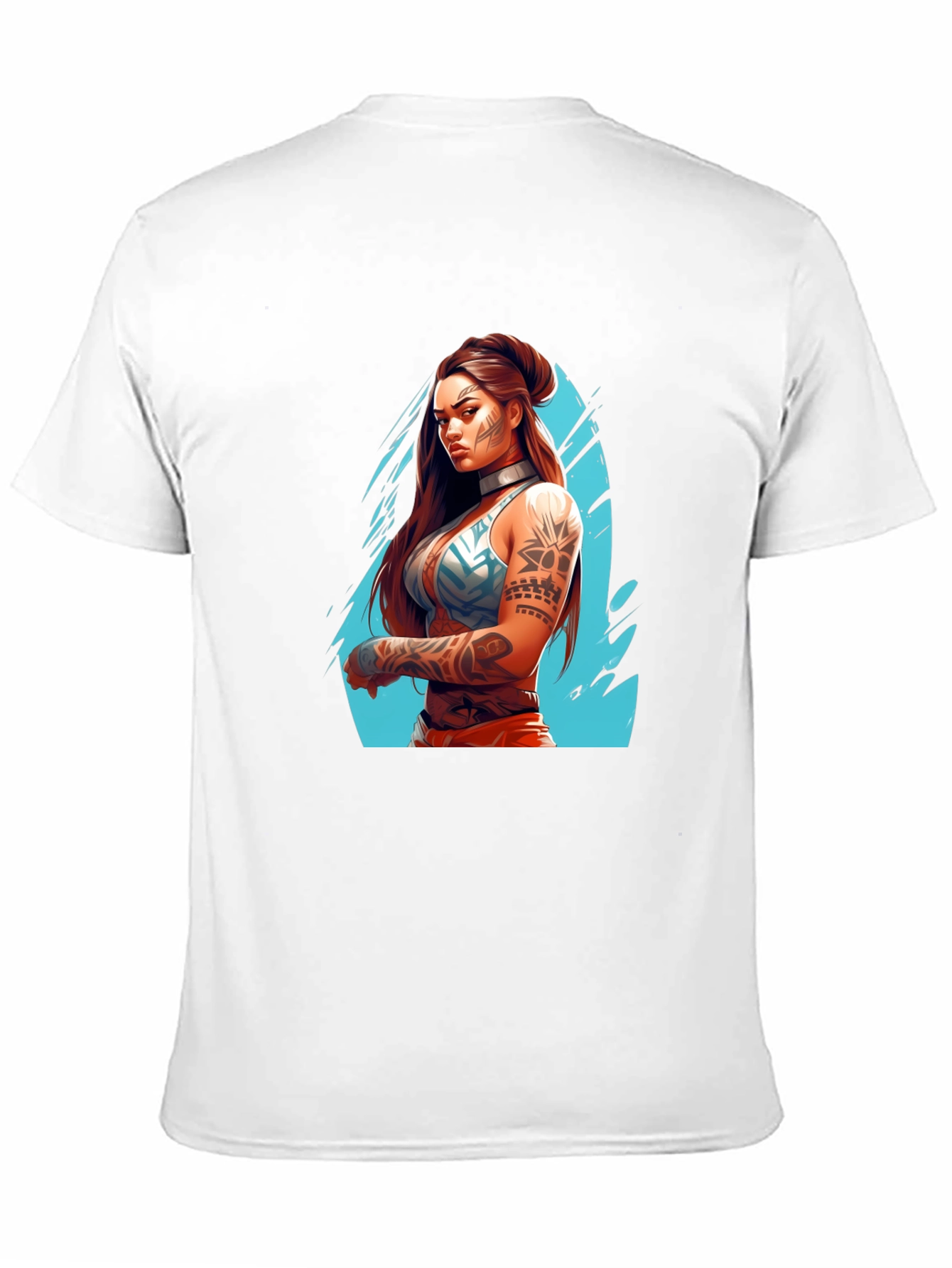 Tattooed Warrior Woman Graphic Black T-Shirt