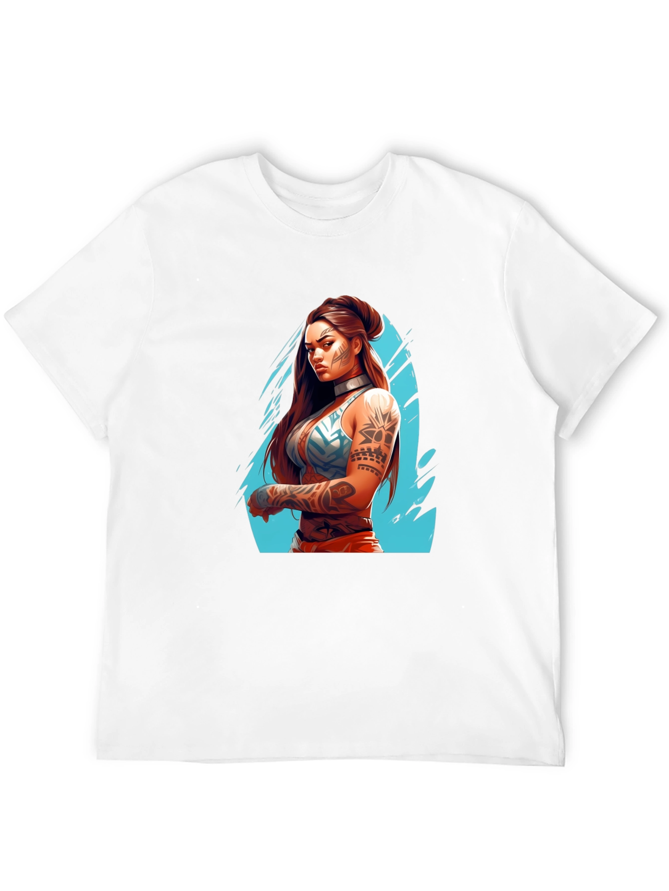 Tattooed Warrior Woman Graphic Black T-Shirt