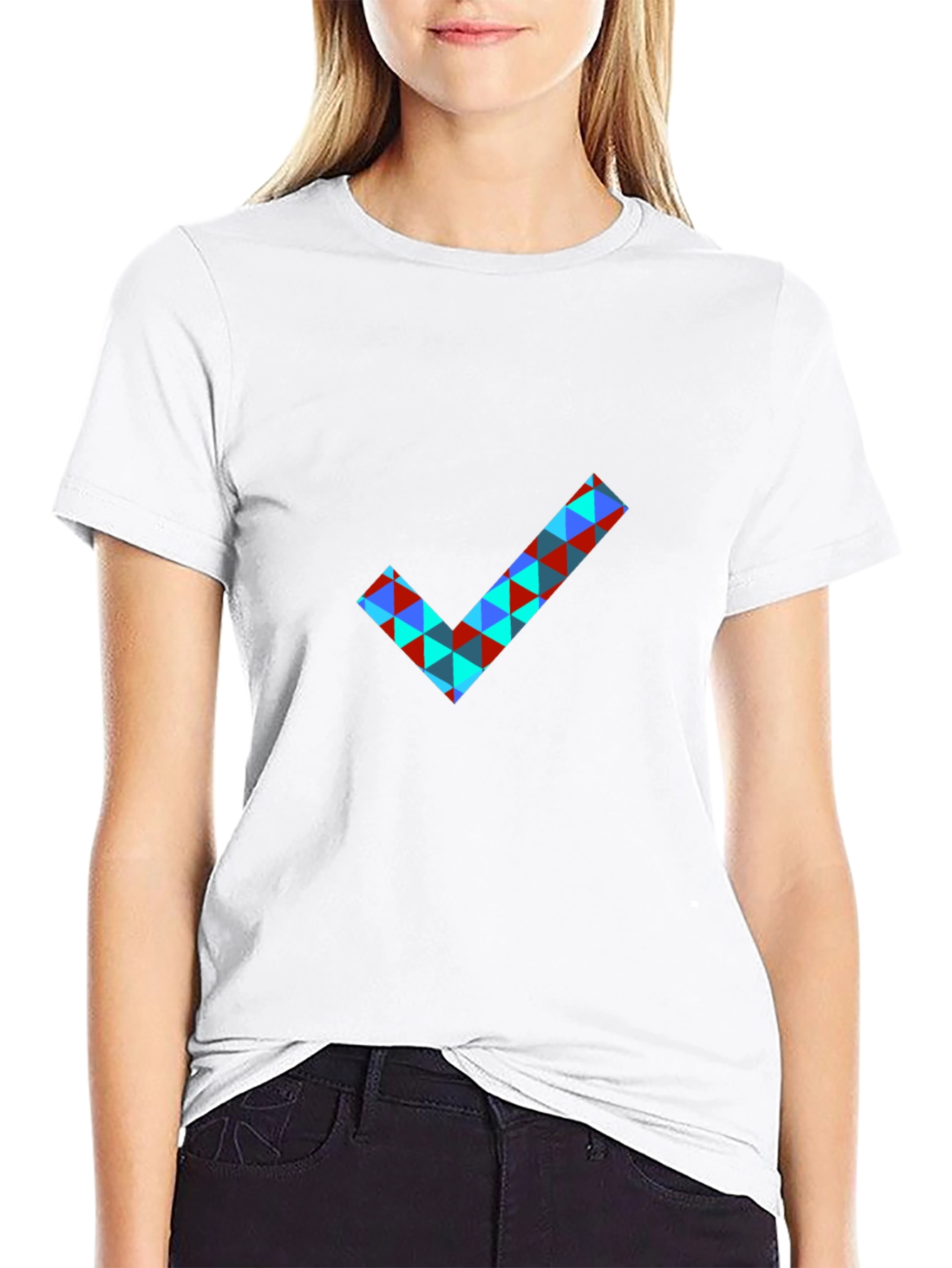 Geometric Checkmark Graphic T-Shirt - Modern Design