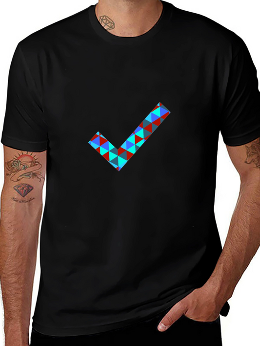 Geometric Checkmark Graphic T-Shirt - Modern Design