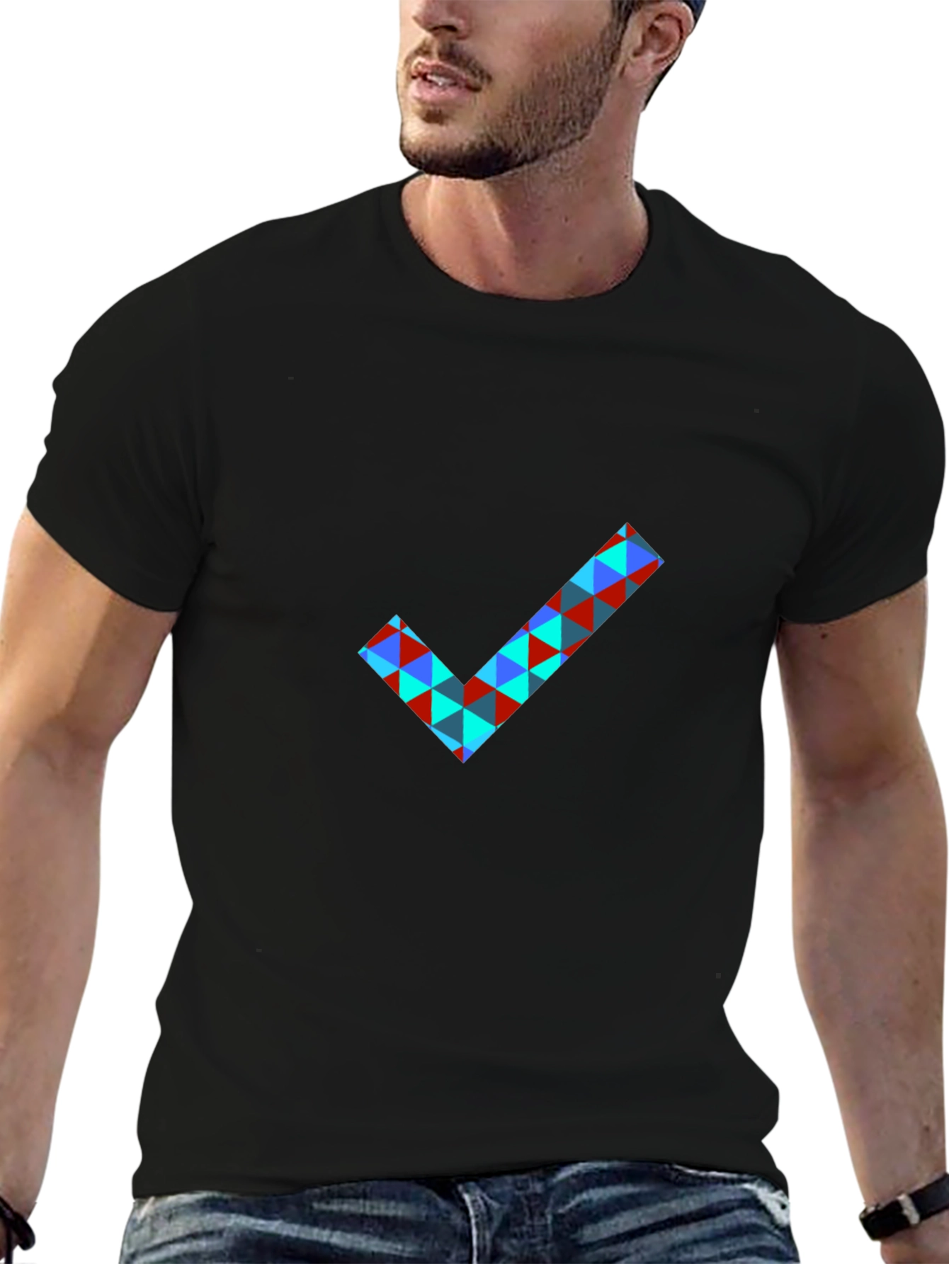 Geometric Checkmark Graphic T-Shirt - Modern Design