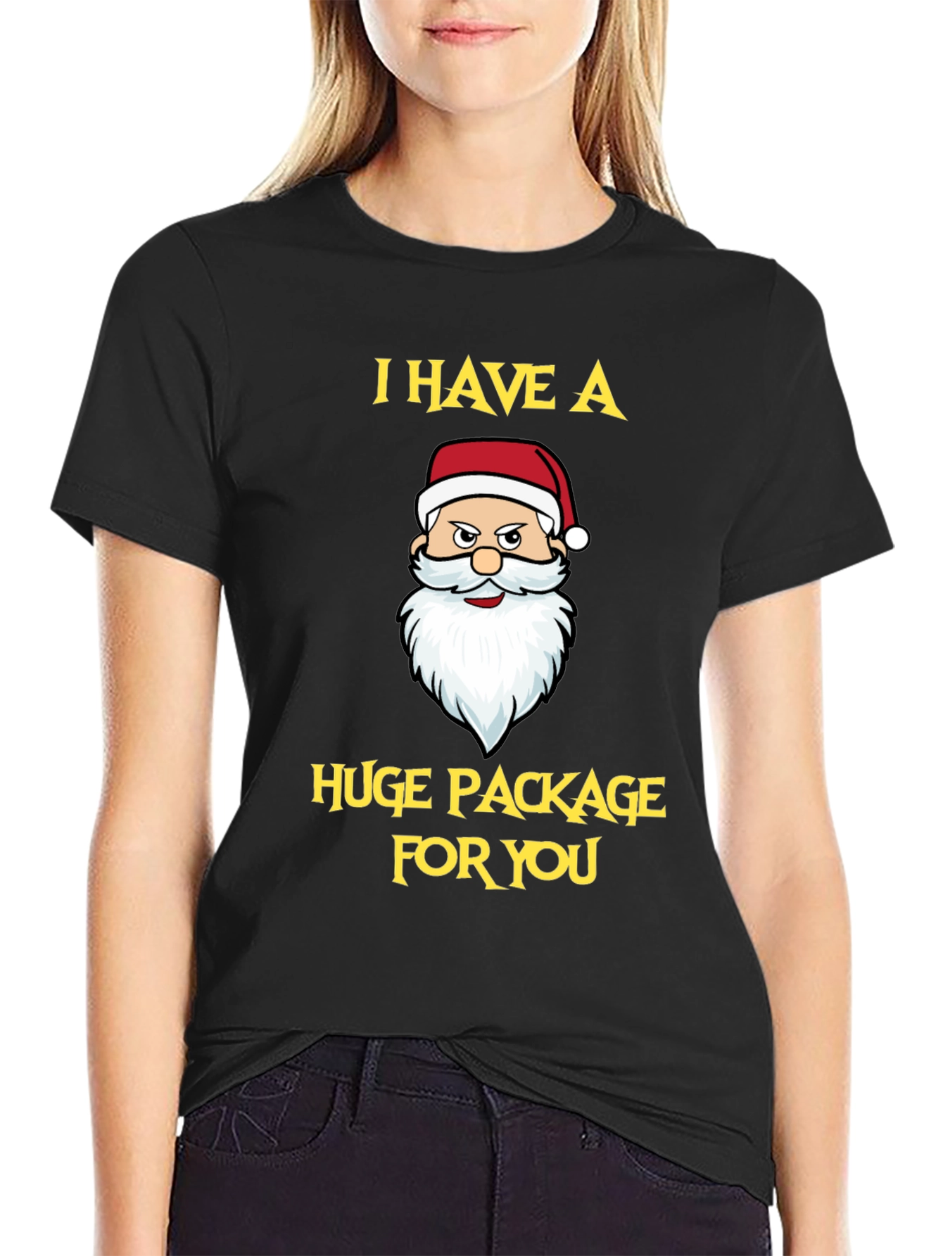 Funny Santa Huge Package Black T-Shirt