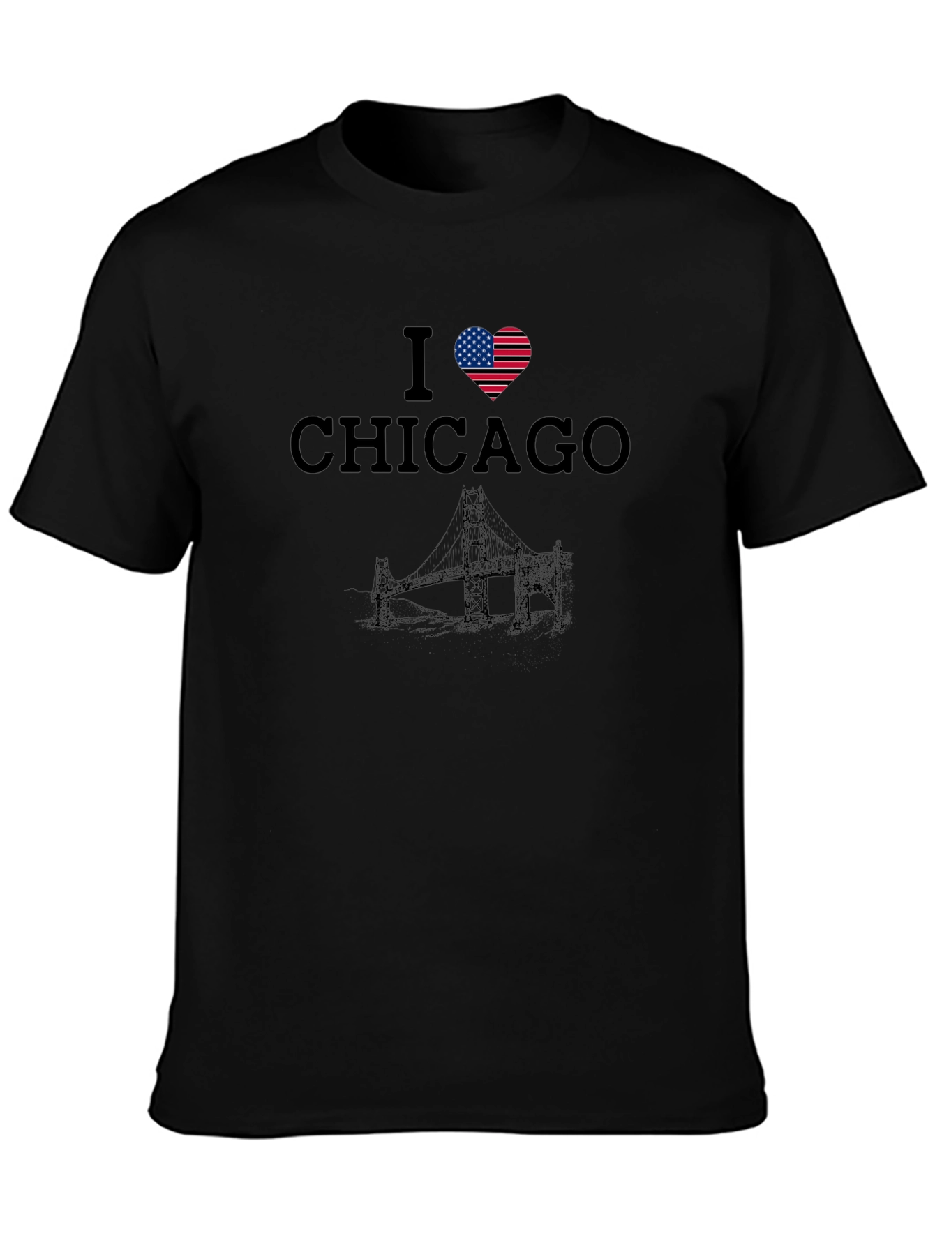 I Heart Chicago USA Flag Graphic T-Shirt